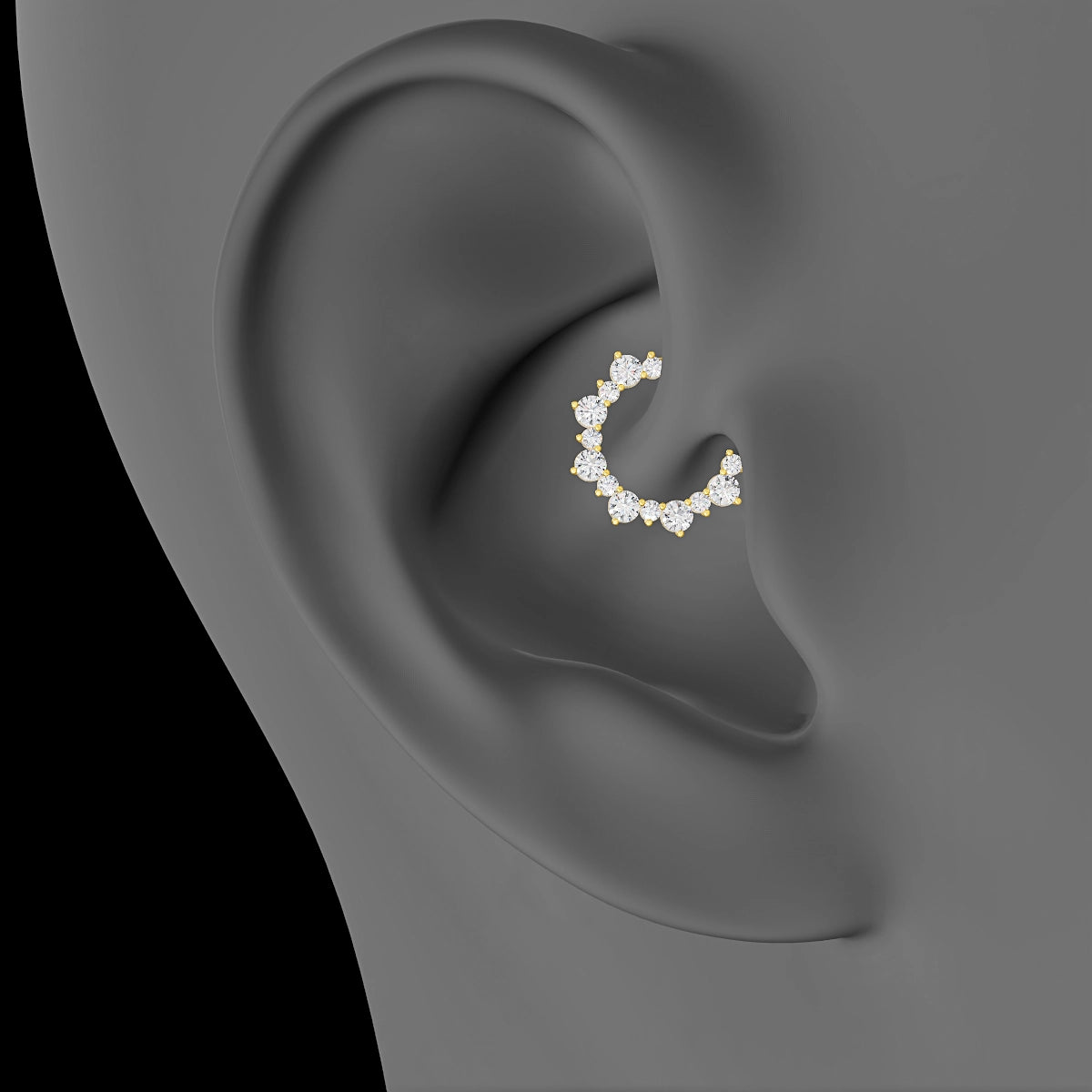 Daphne | 18k Yellow Gold 8 mm Diamond Daith Piercing
