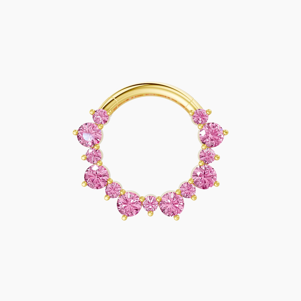 Daphne | 18k Yellow Gold 8 mm Pink Sapphire Daith Piercing