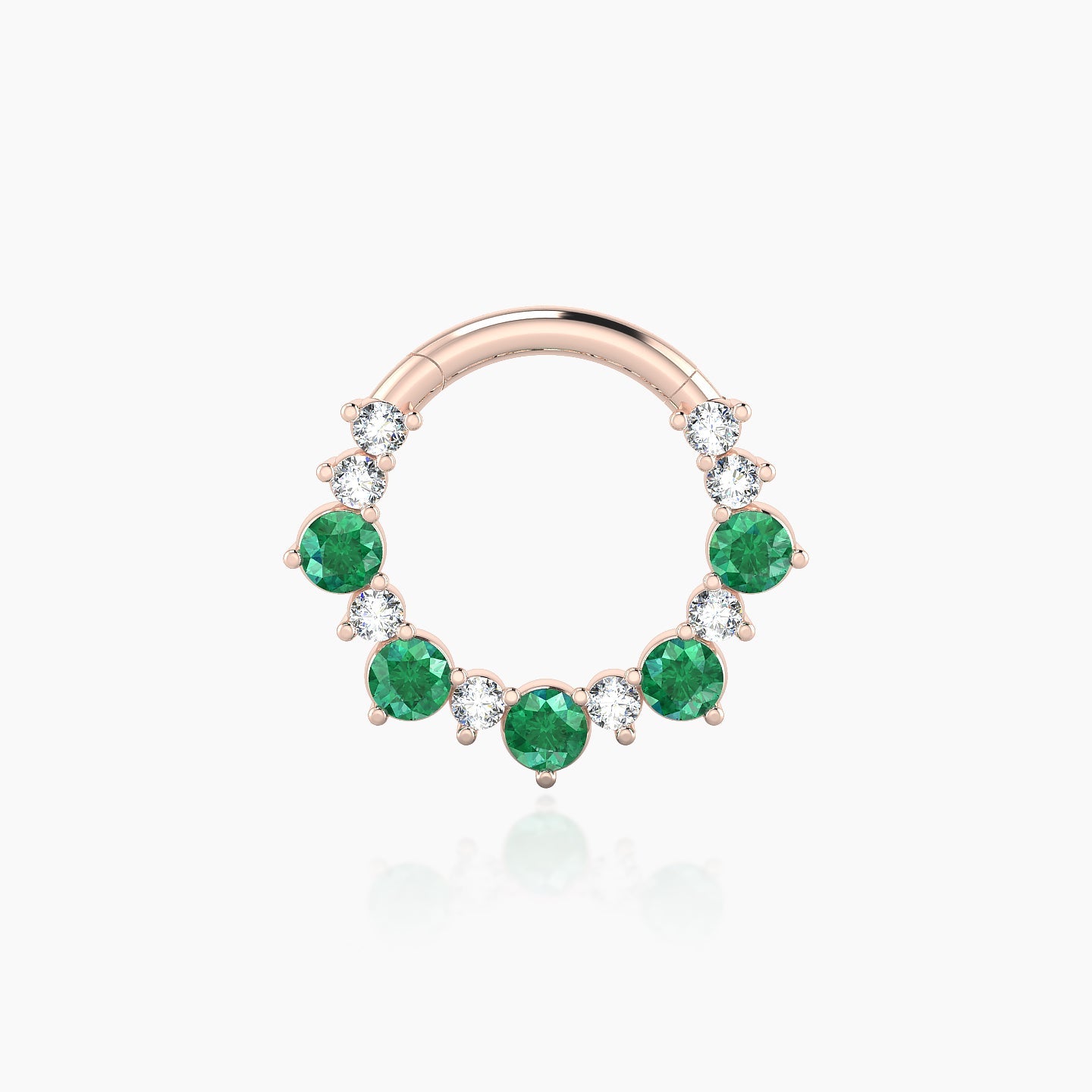 Daphne | 18k Rose Gold 8 mm Emerald & Diamond Daith Piercing