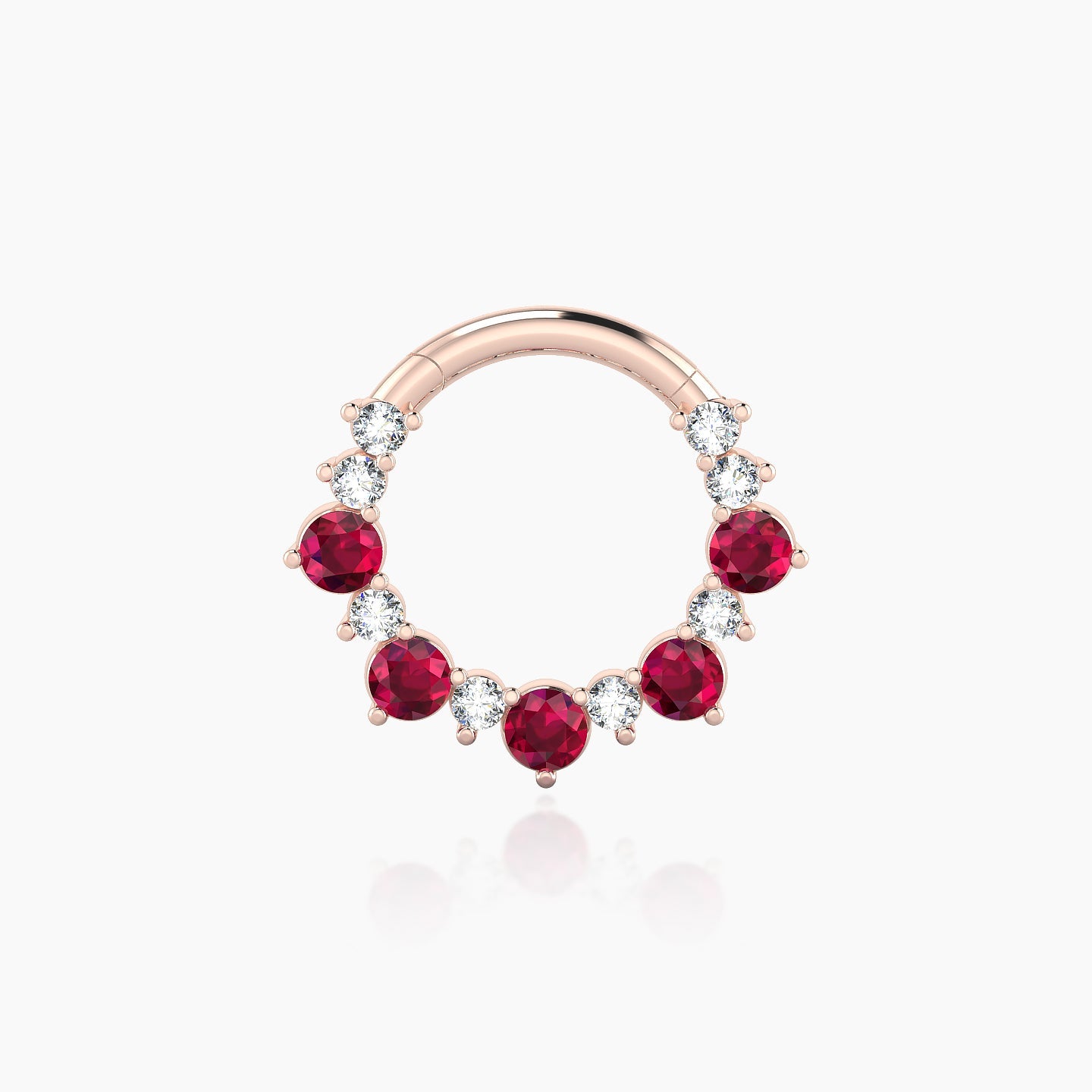 Daphne | 18k Rose Gold 8 mm Ruby & Diamond Daith Piercing