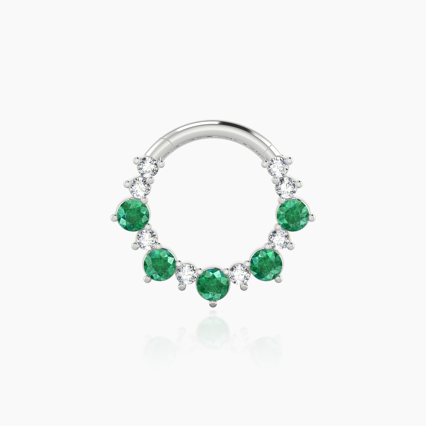 Daphne | 18k White Gold 8 mm Emerald & Diamond Daith Piercing