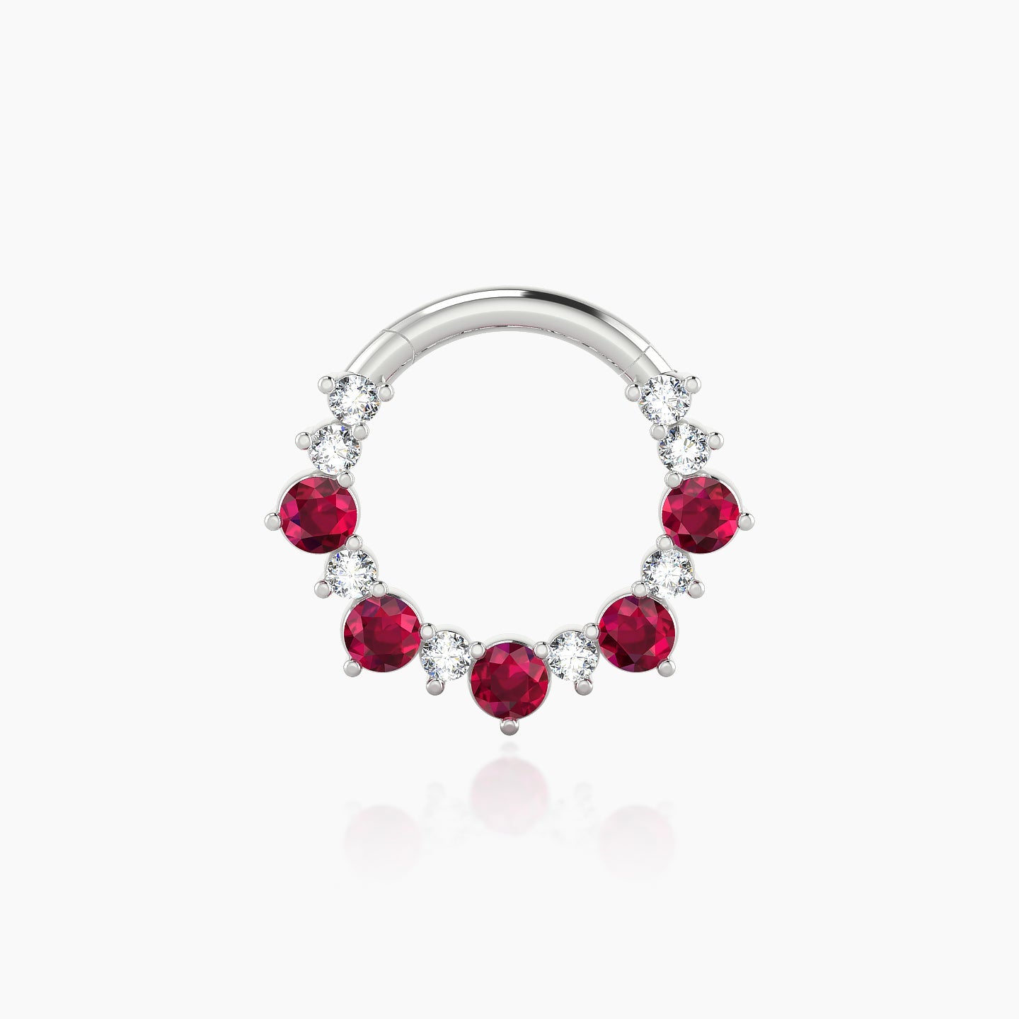 Daphne | 18k White Gold 8 mm Ruby & Diamond Daith Piercing