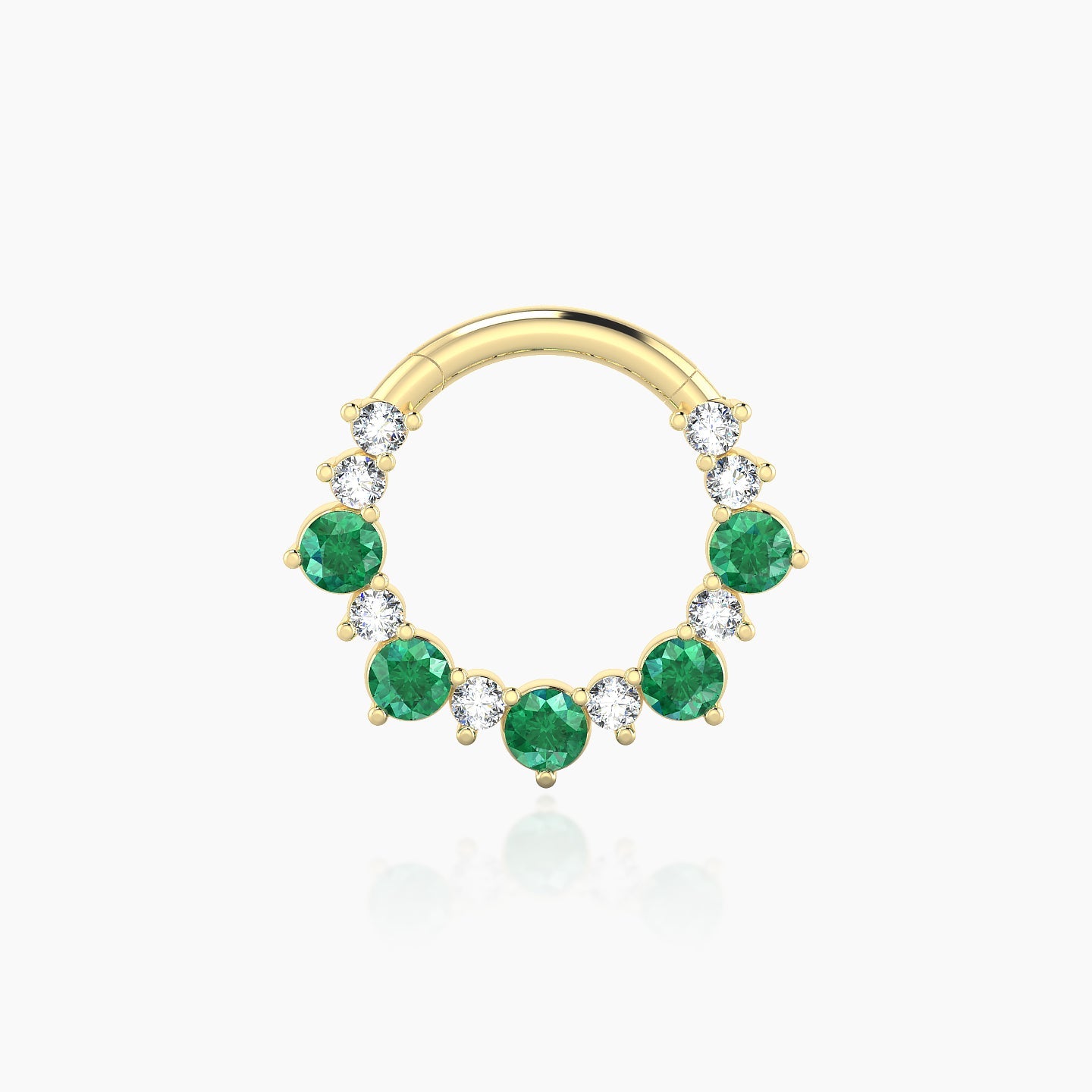 Daphne | 18k Yellow Gold 8 mm Emerald & Diamond Daith Piercing