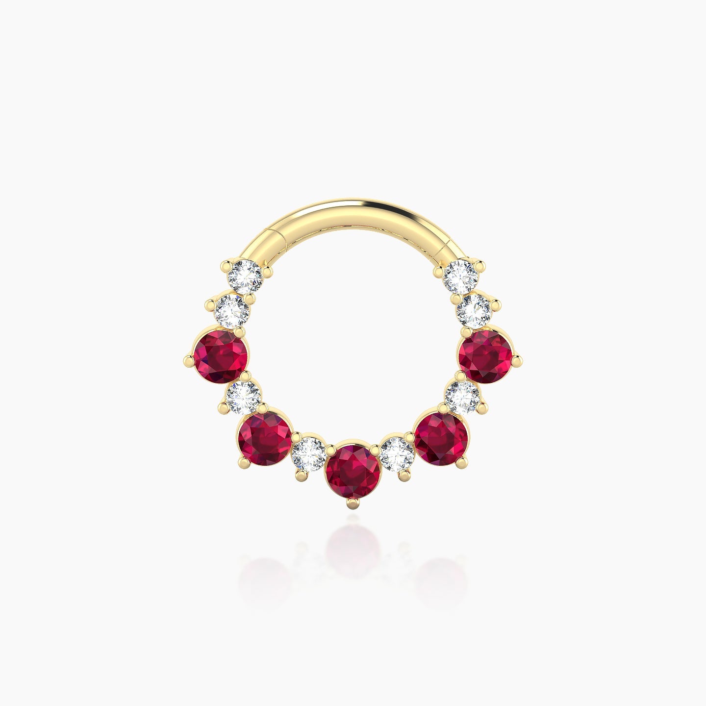 Daphne | 18k Yellow Gold 8 mm Ruby & Diamond Daith Piercing