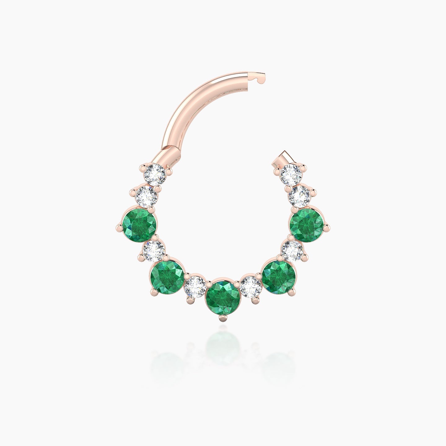 Daphne | 18k Rose Gold 8 mm Emerald & Diamond Daith Piercing