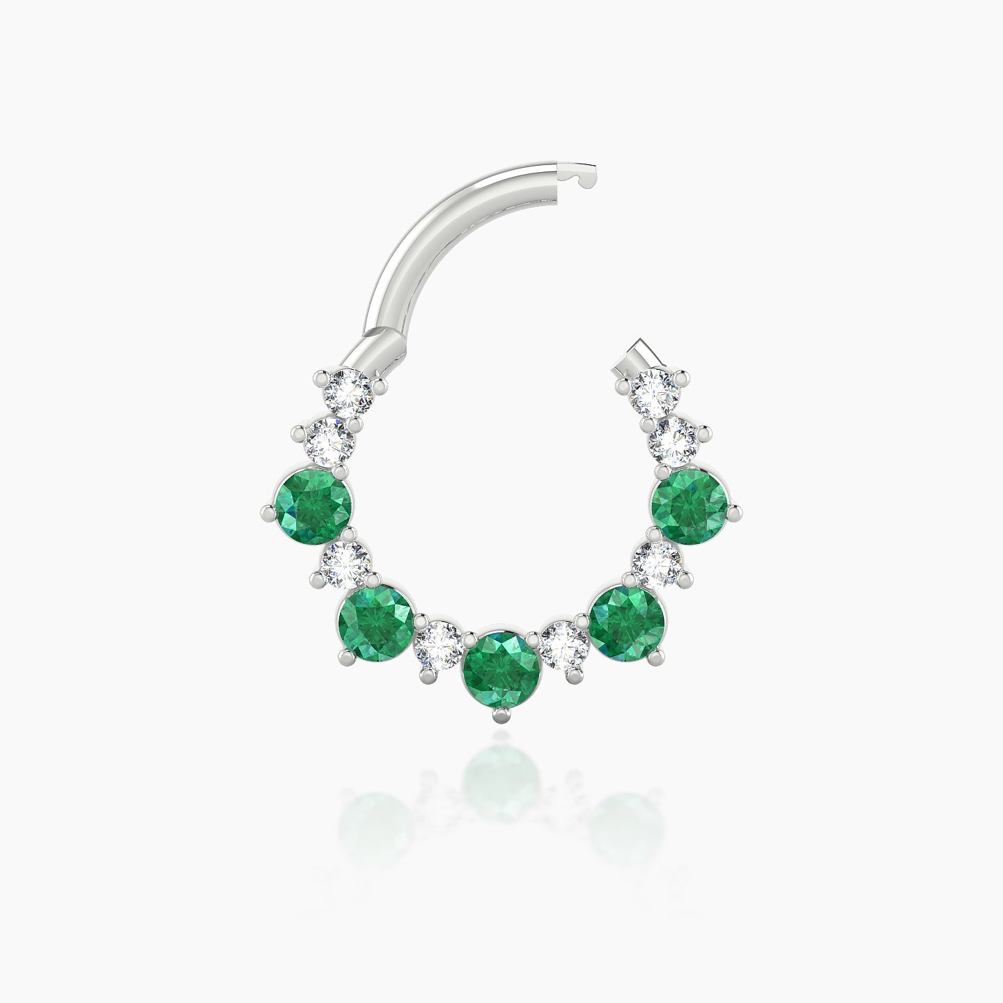 Daphne | 18k White Gold 8 mm Emerald & Diamond Daith Piercing