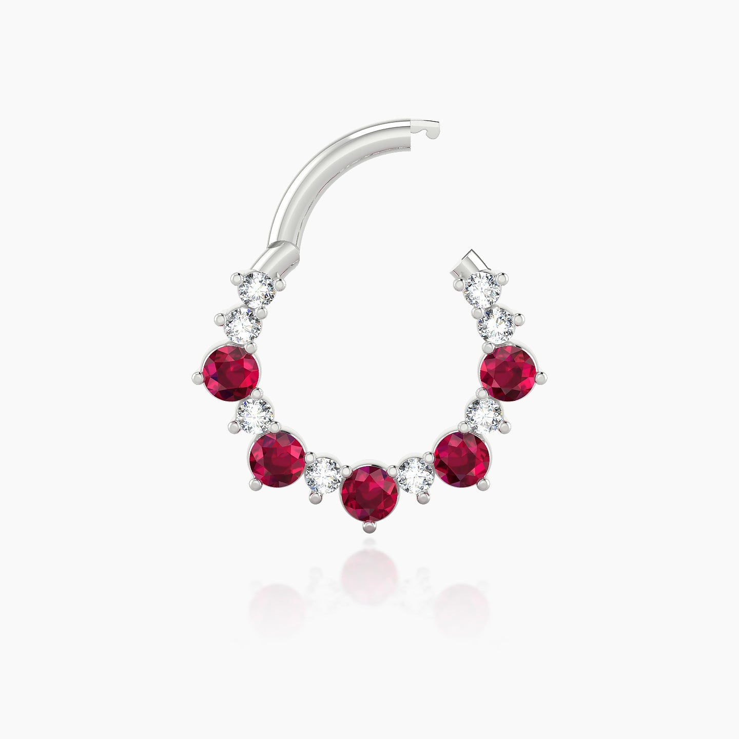 Daphne | 18k White Gold 8 mm Ruby & Diamond Daith Piercing