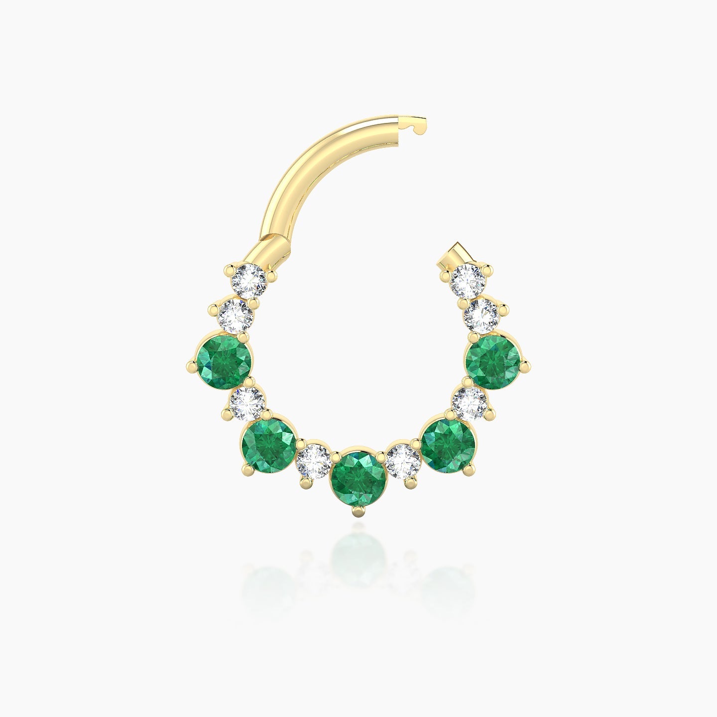 Daphne | 18k Yellow Gold 8 mm Emerald & Diamond Daith Piercing