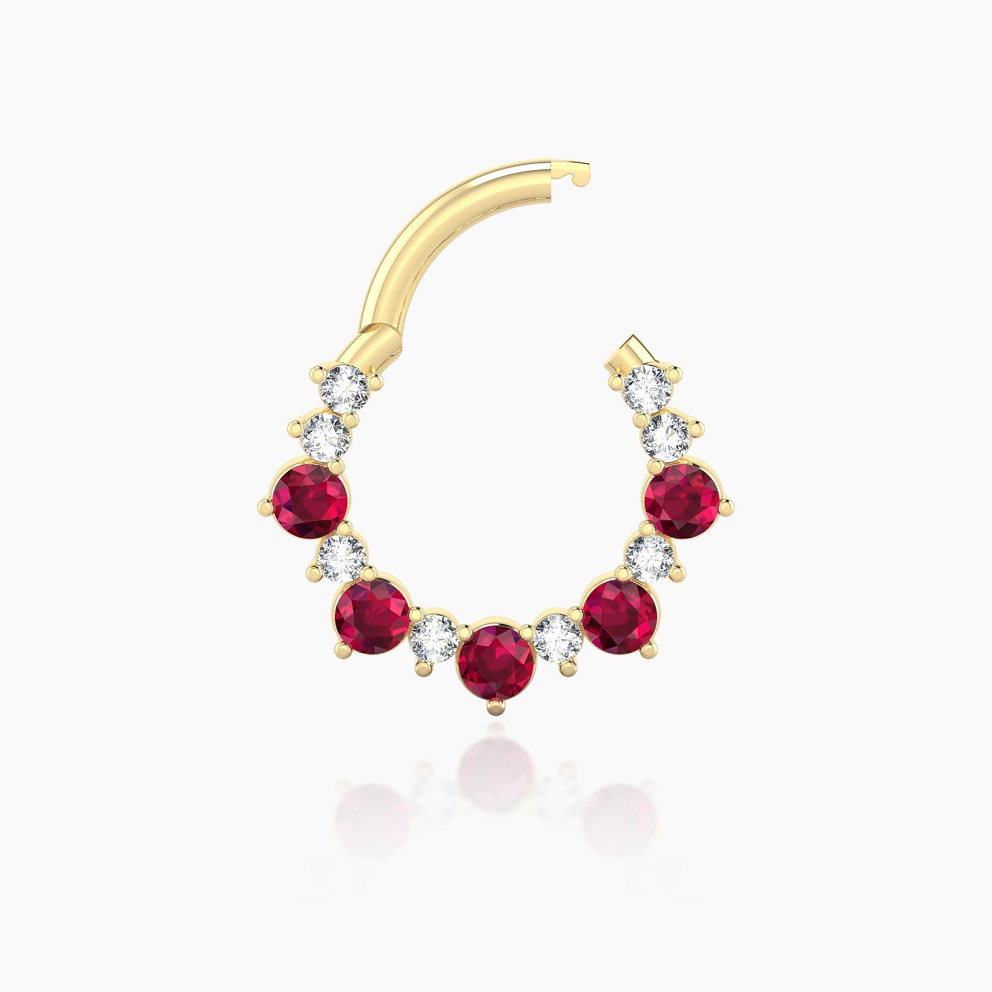 Daphne | 18k Yellow Gold 8 mm Ruby & Diamond Daith Piercing