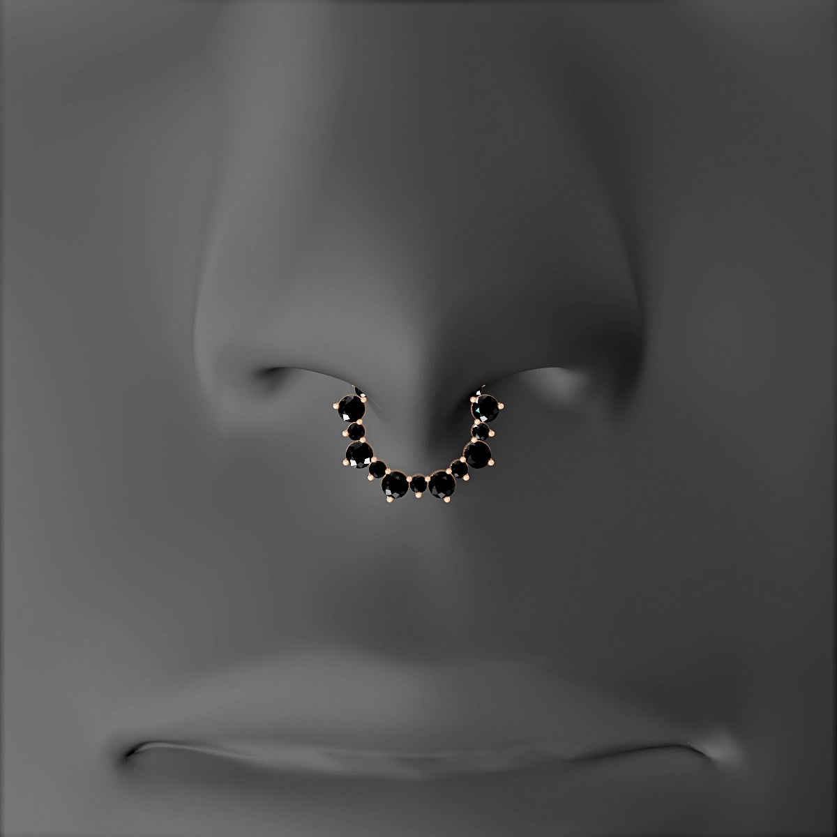 Daphne | 18k Rose Gold 8 mm Black Diamond & Diamond Septum Piercing