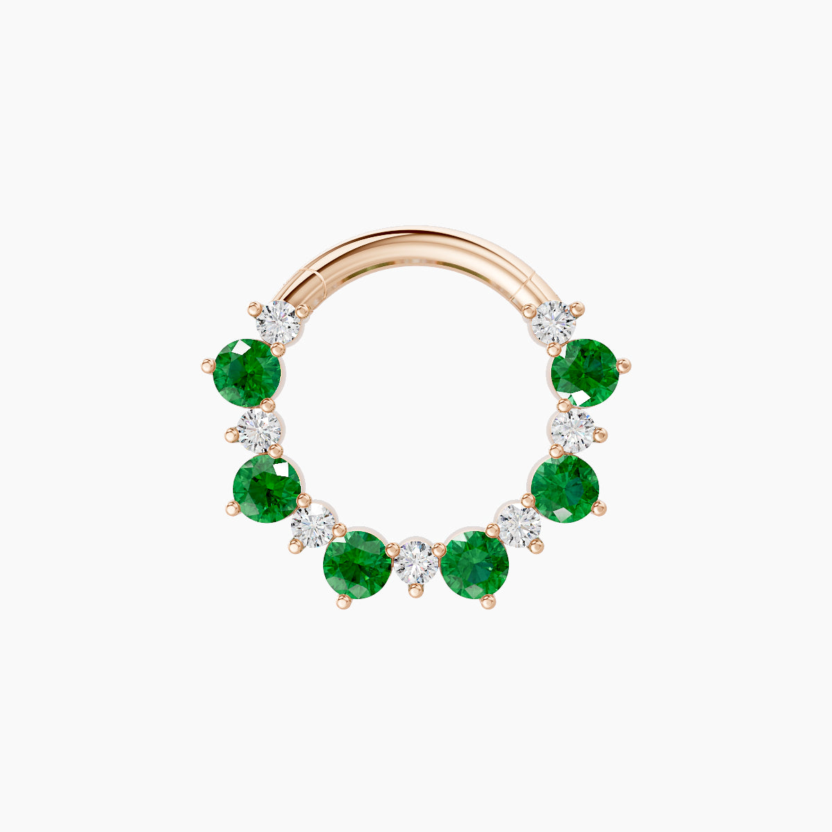Daphne | 18k Rose Gold 8 mm Emerald & Diamond Septum Piercing