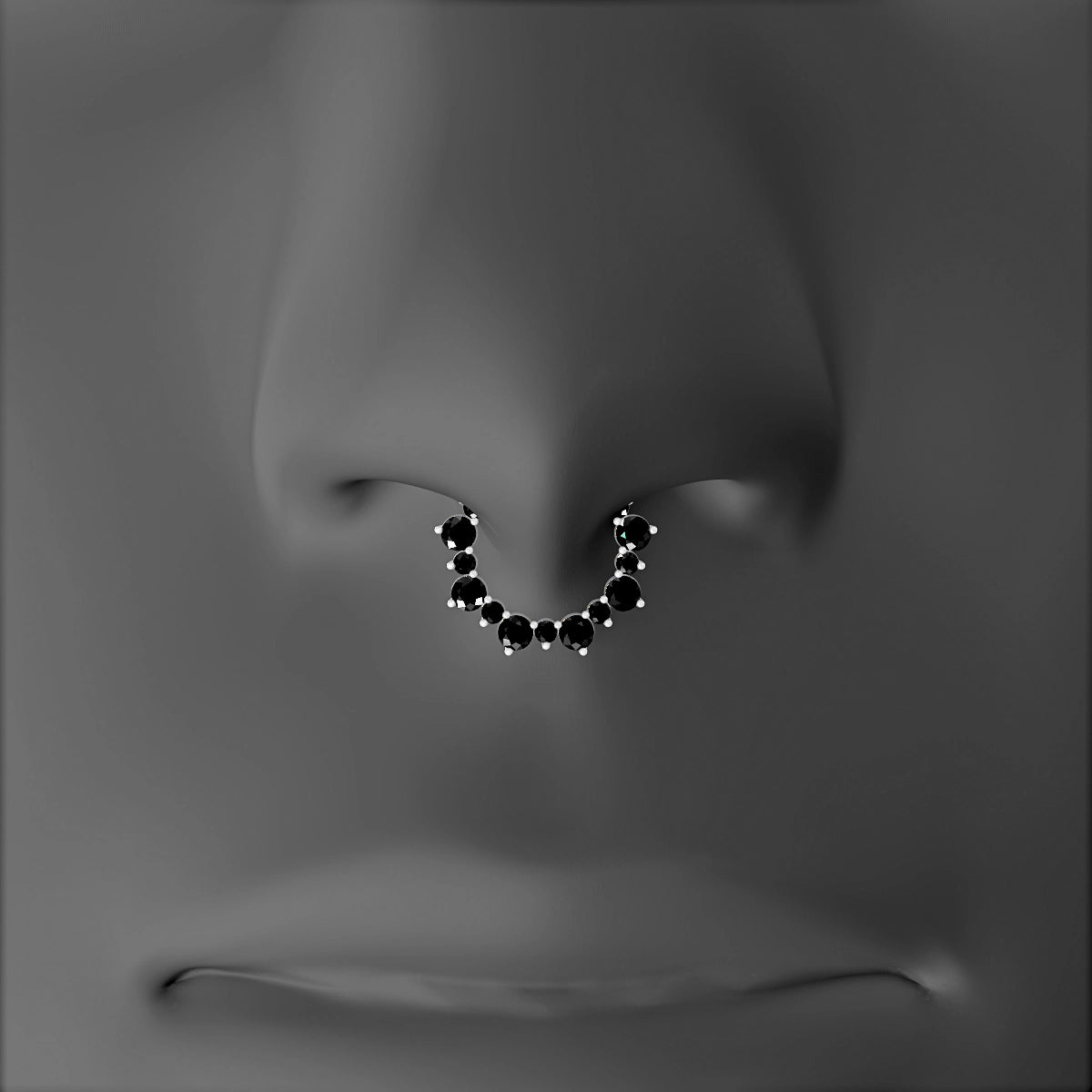 Daphne | 18k White Gold 8 mm Black Diamond Septum Piercing