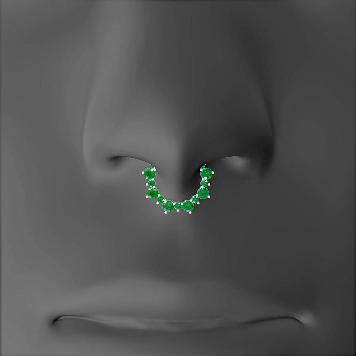 Daphne | 18k White Gold 8 mm Emerald & Diamond Septum Piercing