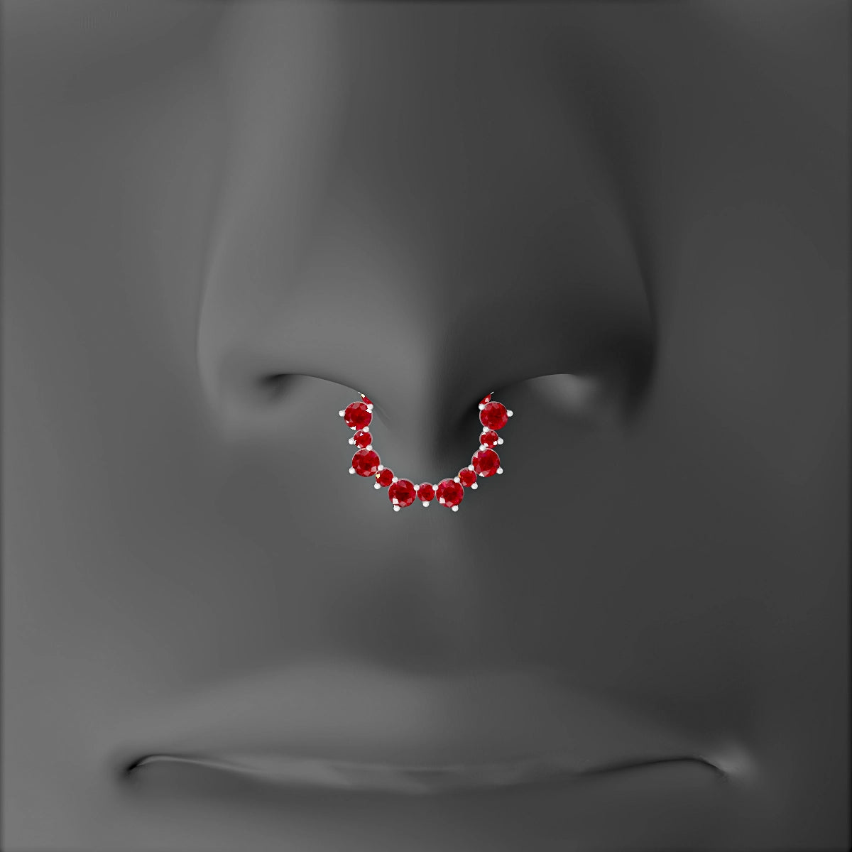 Daphne | 18k White Gold 8 mm Ruby & Diamond Septum Piercing