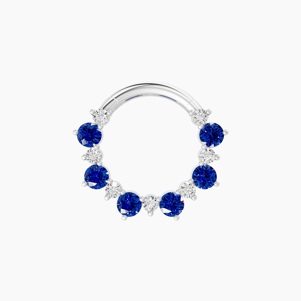 Daphne | 18k White Gold 8 mm Sapphire & Diamond Septum Piercing