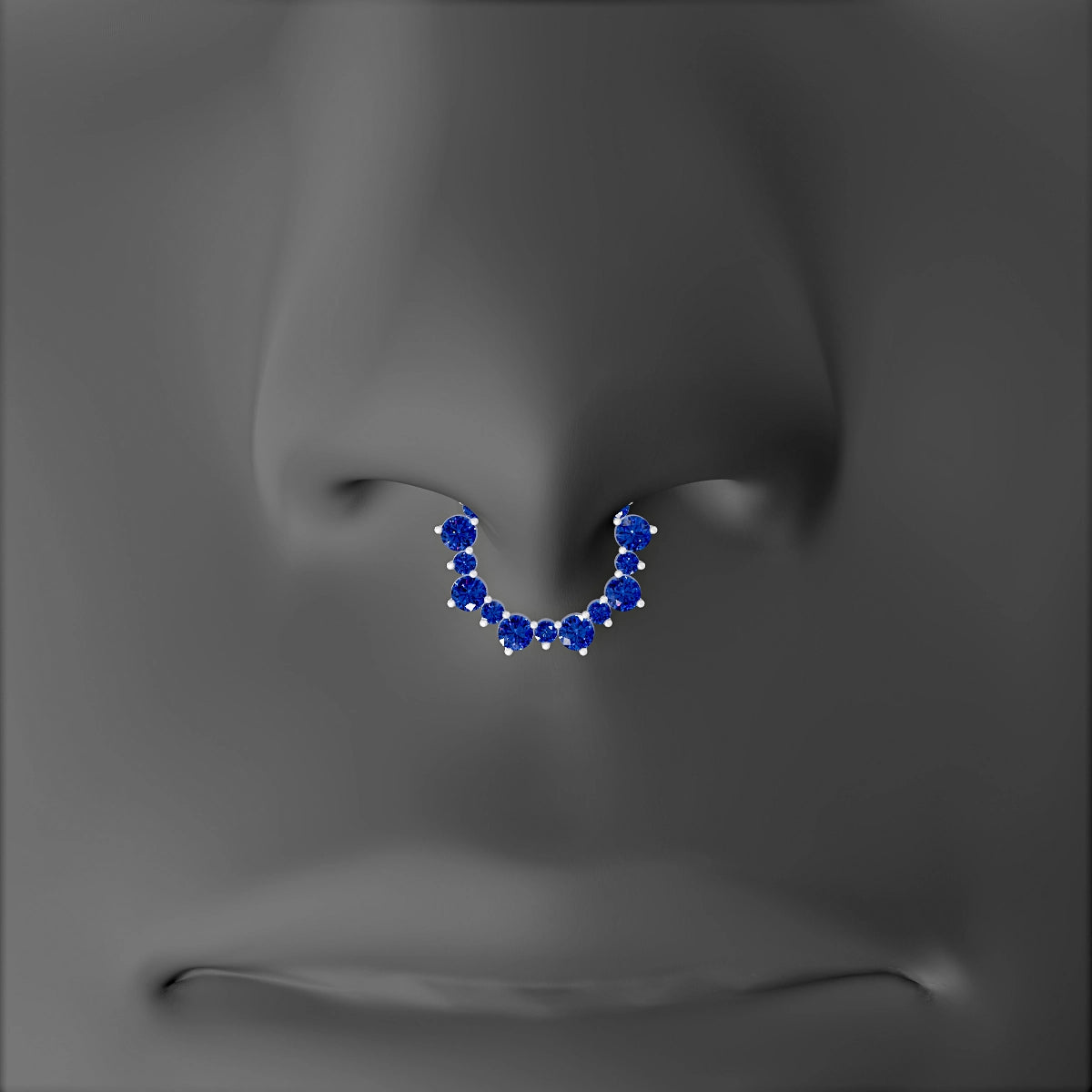 Daphne | 18k White Gold 8 mm Sapphire & Diamond Septum Piercing