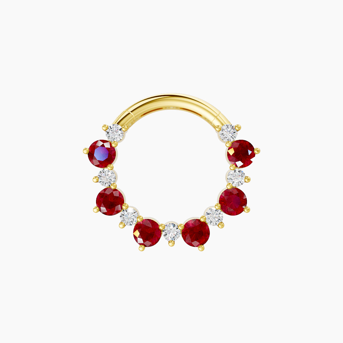 Daphne | 18k Yellow Gold 8 mm Ruby & Diamond Septum Piercing