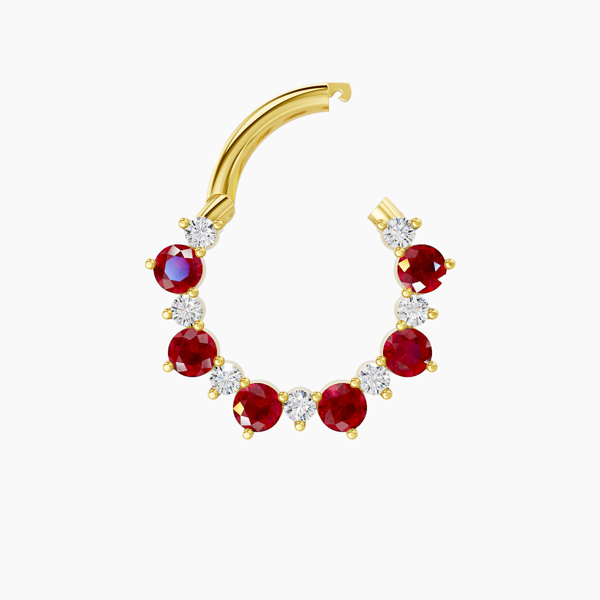 Daphne | 18k Yellow Gold 8 mm Ruby & Diamond Septum Piercing