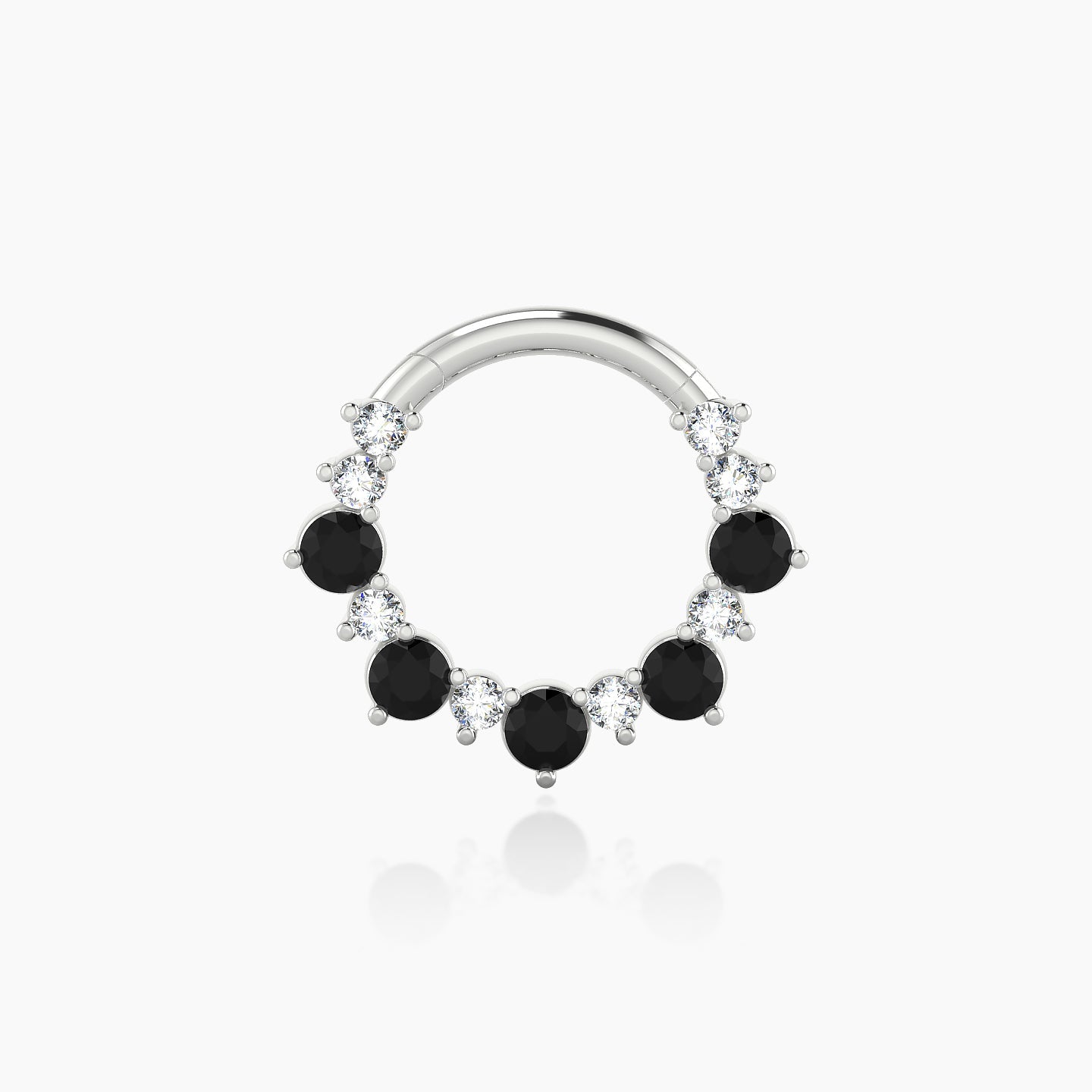 Daphne | 18k White Gold 8 mm Black Diamond & Diamond Septum Piercing