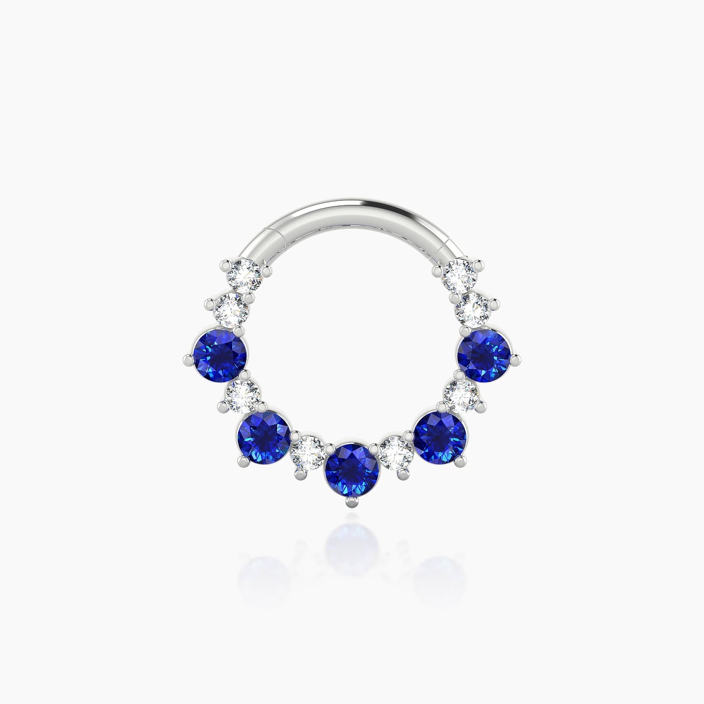 Daphne | 18k White Gold 8 mm Sapphire & Diamond Septum Piercing