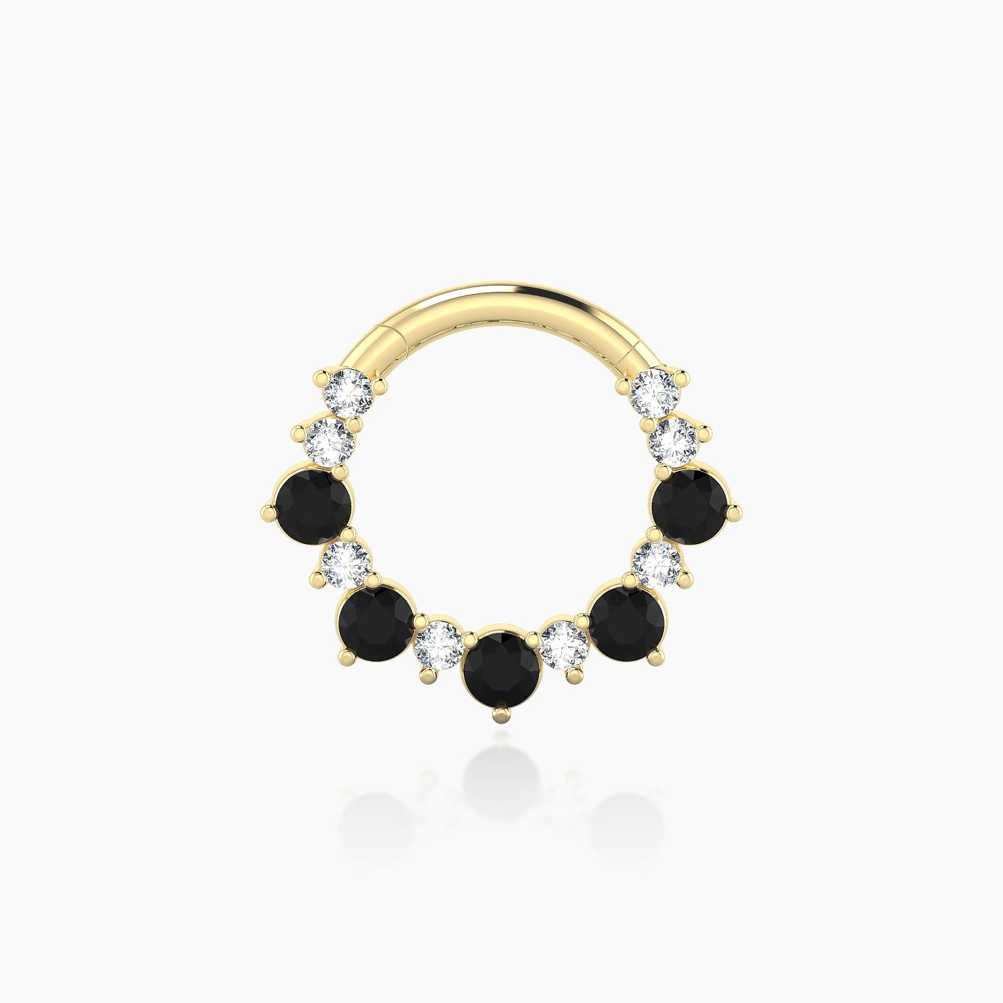 Daphne | 18k Yellow Gold 8 mm Black Diamond & Diamond Septum Piercing