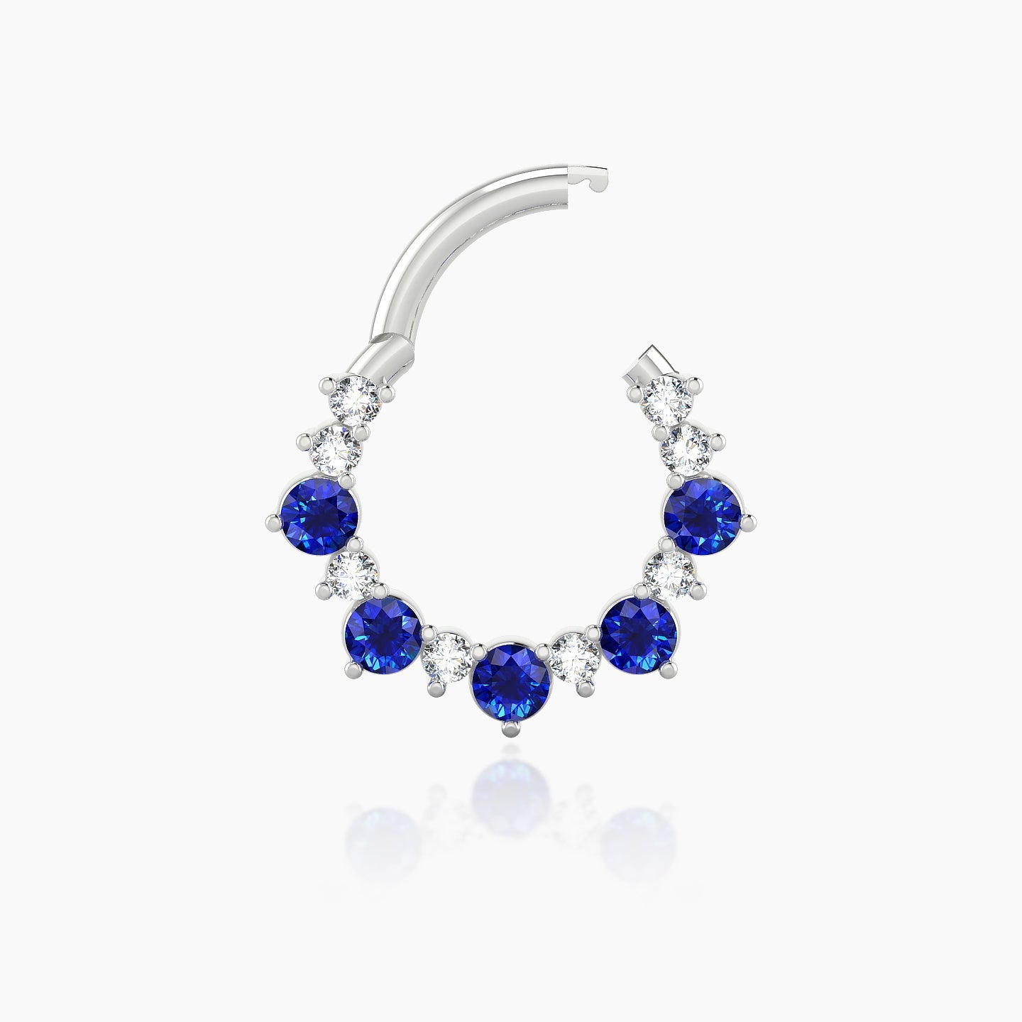 Daphne | 18k White Gold 8 mm Sapphire & Diamond Septum Piercing