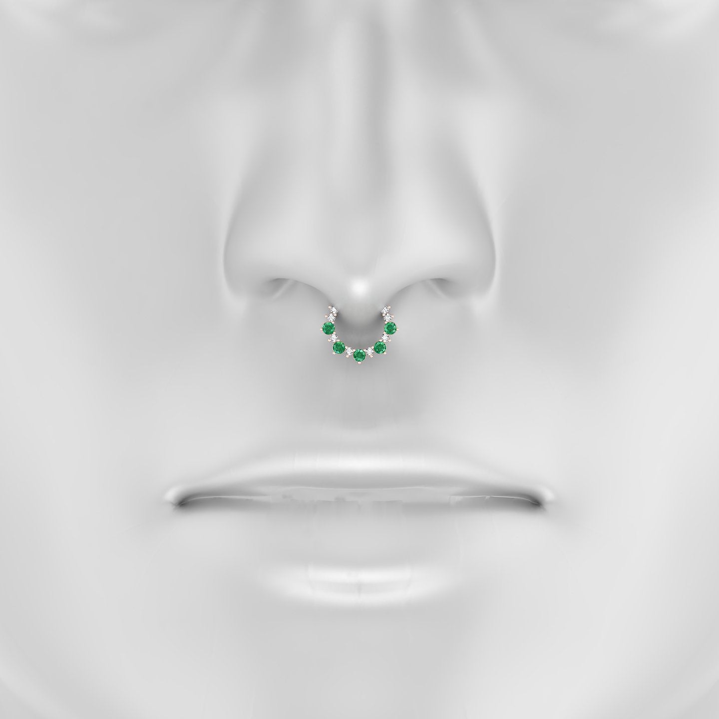 Daphne | 18k Rose Gold 8 mm Emerald & Diamond Septum Piercing