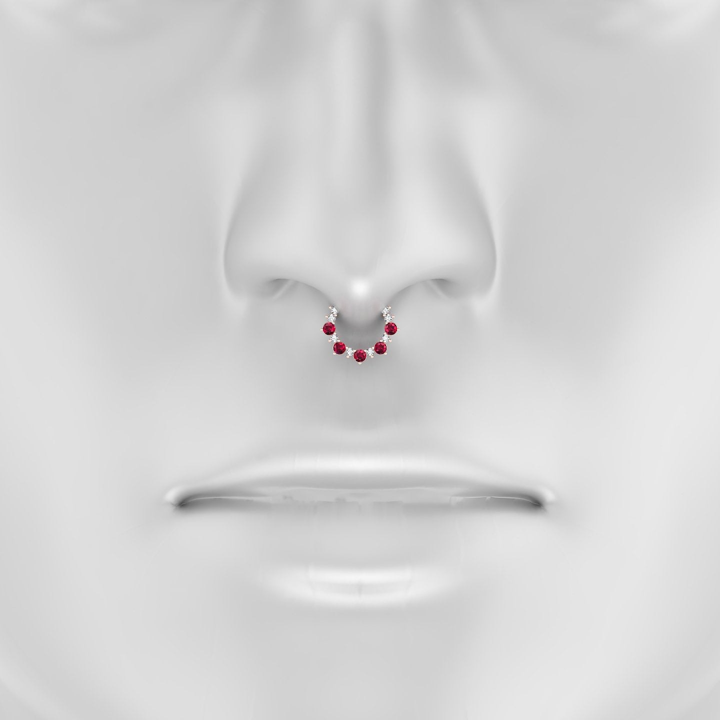 Daphne | 18k Rose Gold 8 mm Ruby & Diamond Septum Piercing