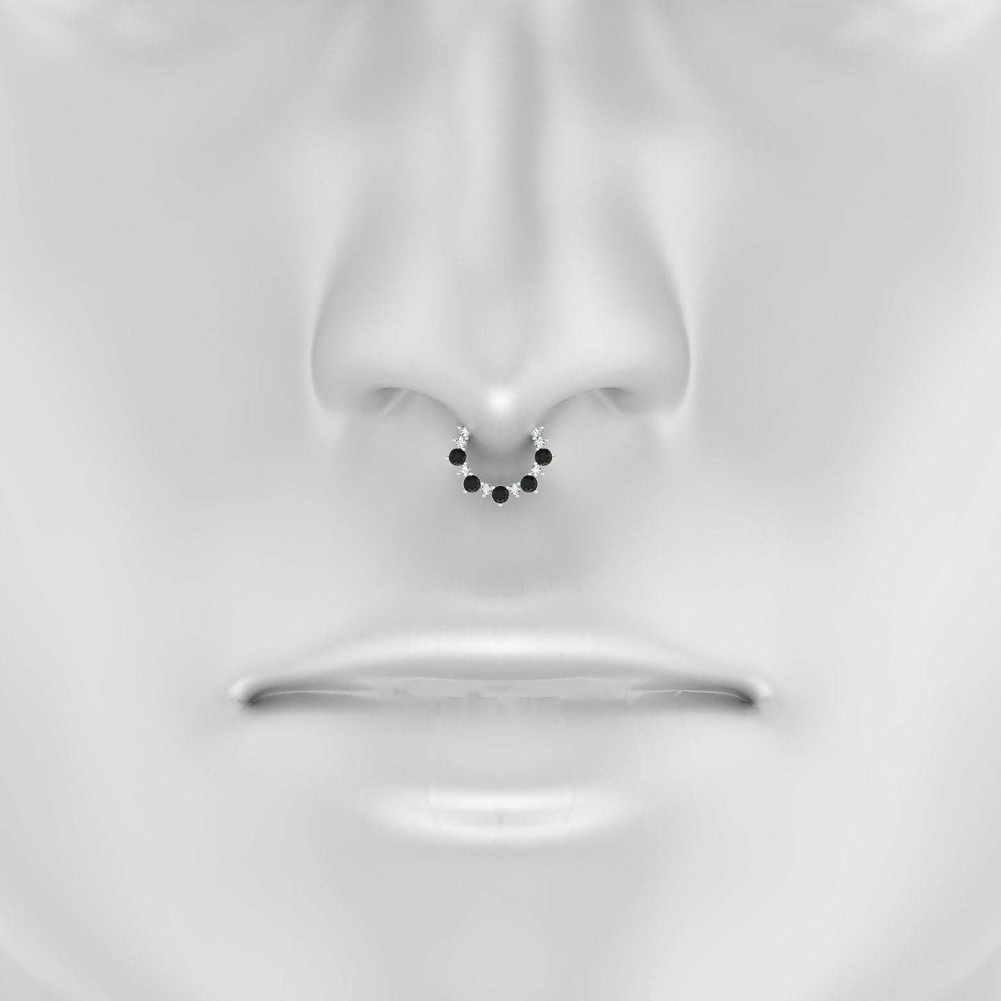 Daphne | 18k White Gold 8 mm Black Diamond & Diamond Septum Piercing