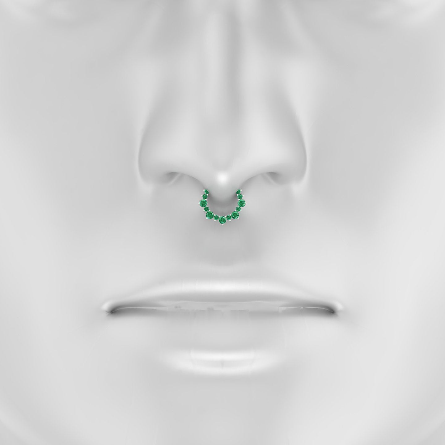 Daphne | 18k White Gold 8 mm Emerald Septum Piercing