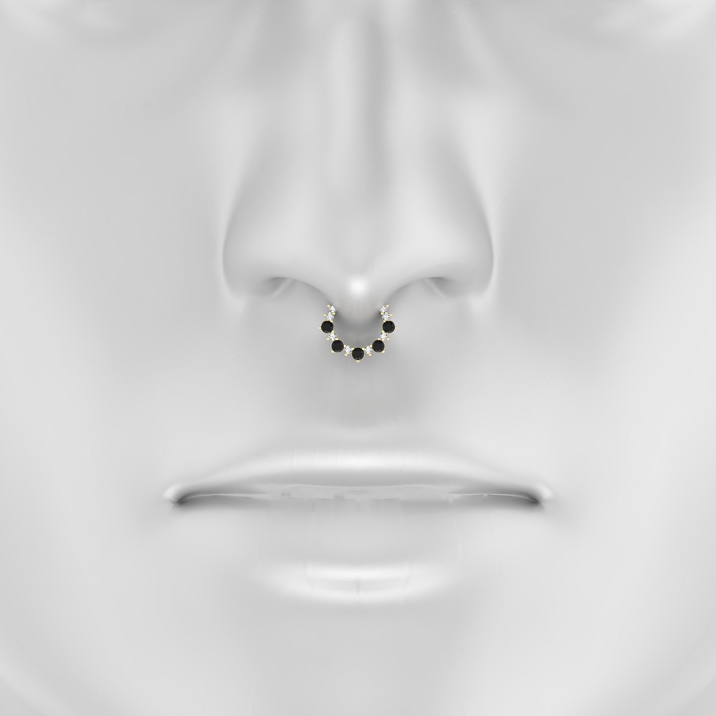 Daphne | 18k Yellow Gold 8 mm Black Diamond & Diamond Septum Piercing