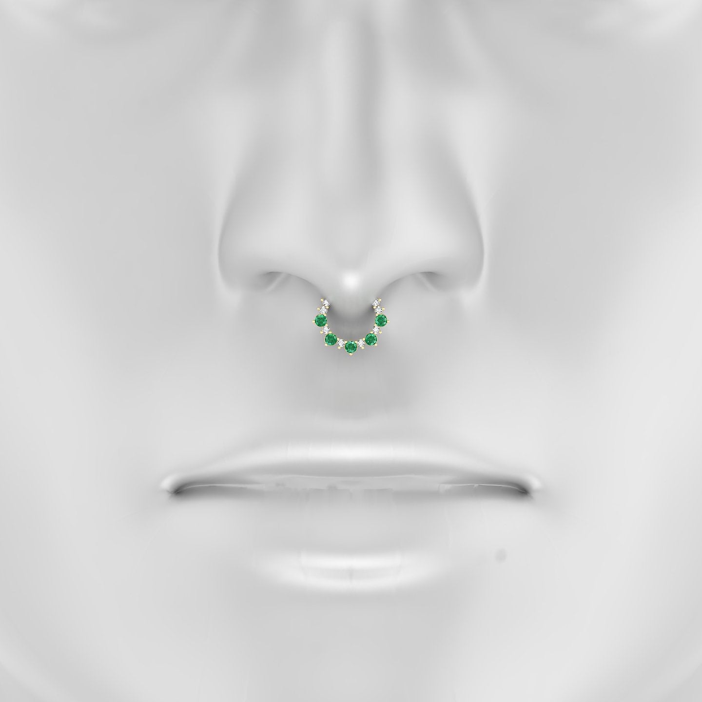 Daphne | 18k Yellow Gold 8 mm Emerald & Diamond Septum Piercing