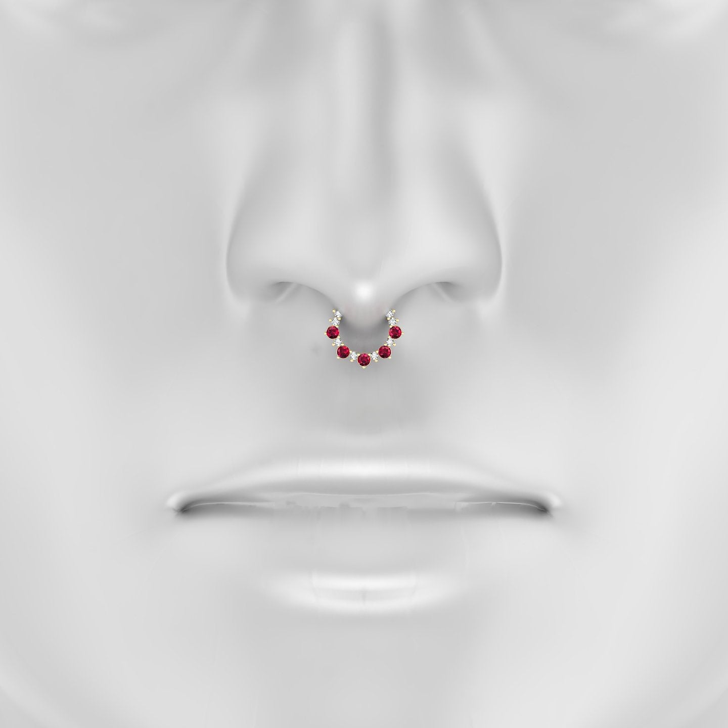 Daphne | 18k Yellow Gold 8 mm Ruby & Diamond Septum Piercing