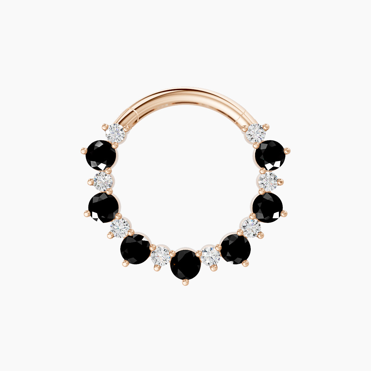 Daphne | 18k Rose Gold 9.5 mm Black Diamond & Diamond Daith Piercing