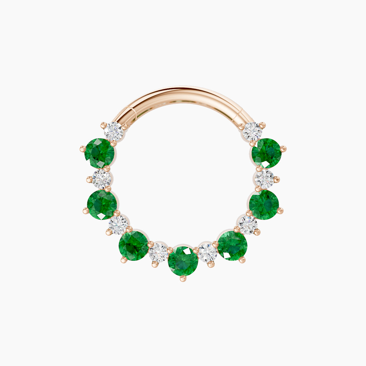Daphne | 18k Rose Gold 9.5 mm Emerald & Diamond Daith Piercing