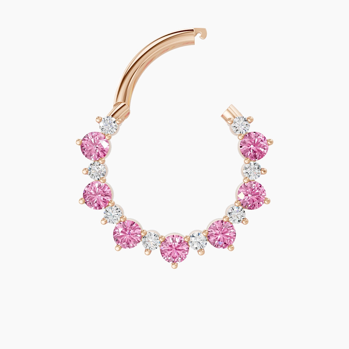 Daphne | 18k Rose Gold 9.5 mm Pink Sapphire & Diamond Daith Piercing