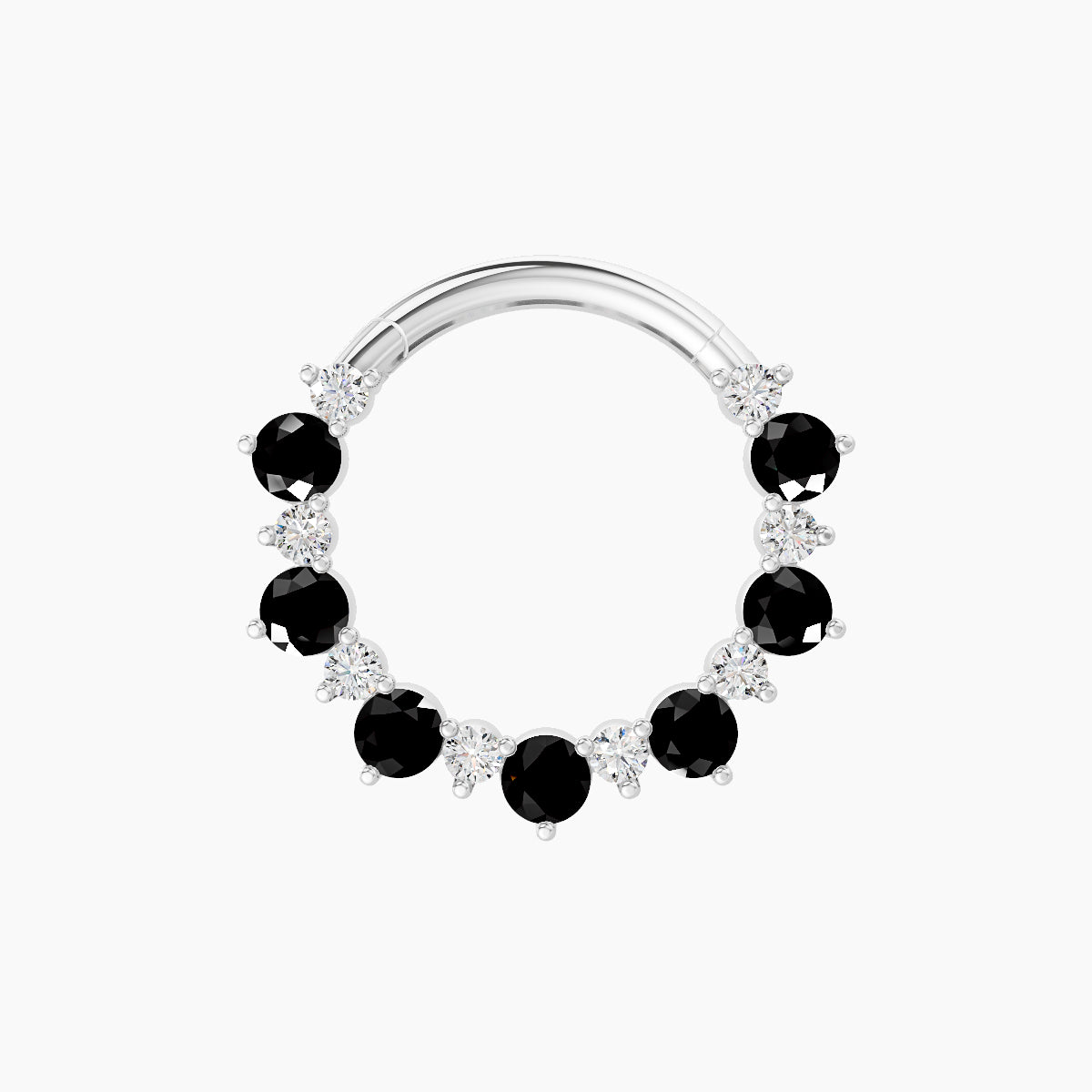 Daphne | 18k White Gold 9.5 mm Black Diamond & Diamond Daith Piercing