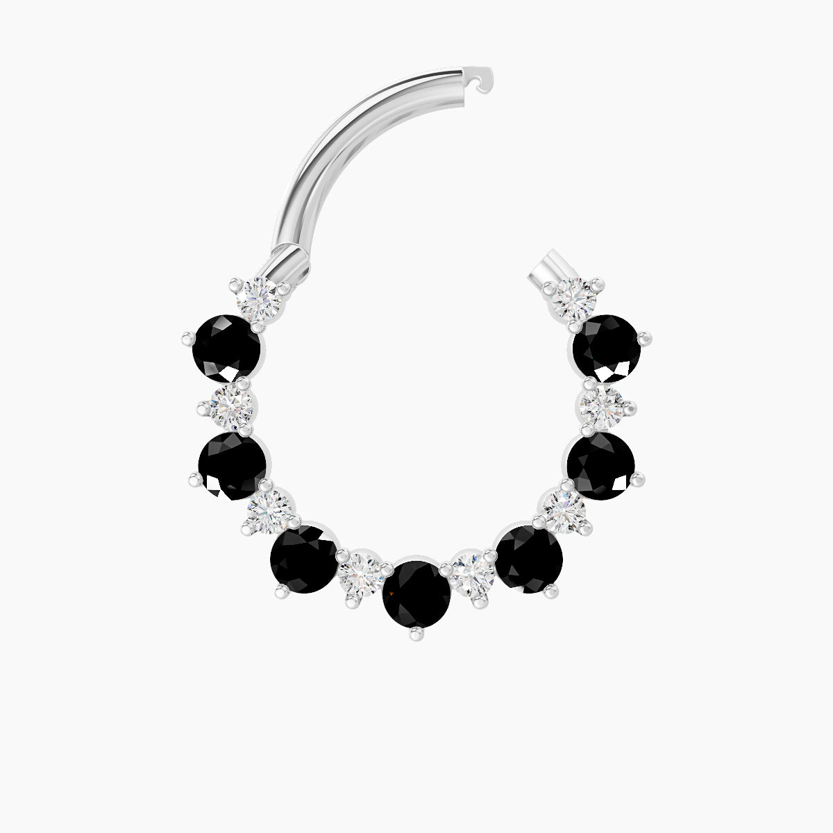 Daphne | 18k White Gold 9.5 mm Black Diamond & Diamond Daith Piercing
