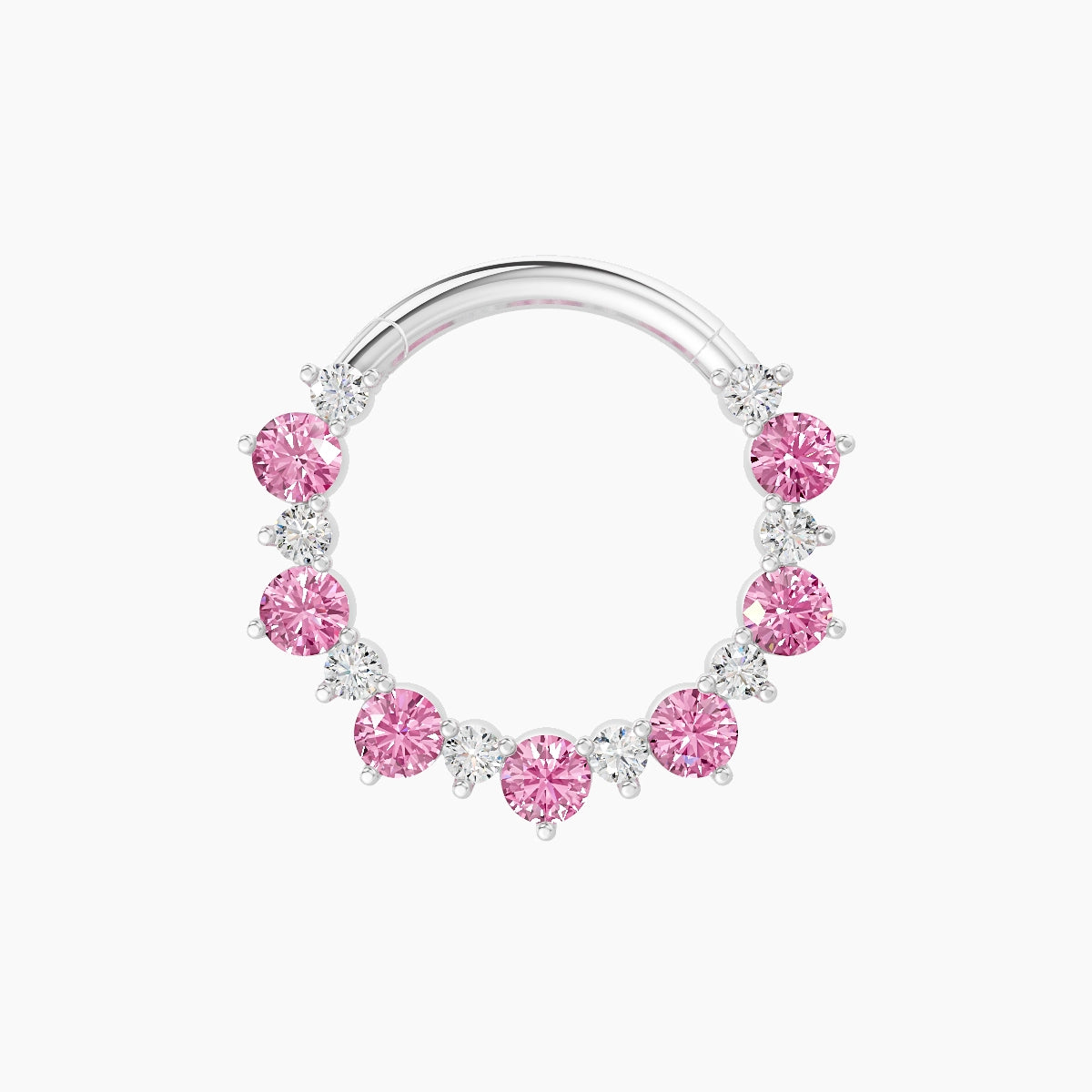 Daphne | 18k White Gold 9.5 mm Pink Sapphire & Diamond Daith Piercing