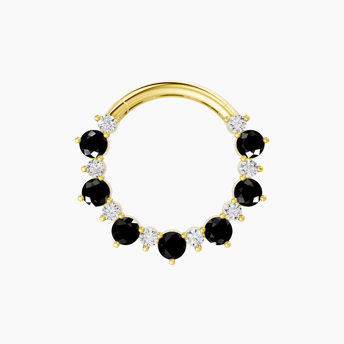 Daphne | 18k Yellow Gold 9.5 mm Black Diamond & Diamond Daith Piercing
