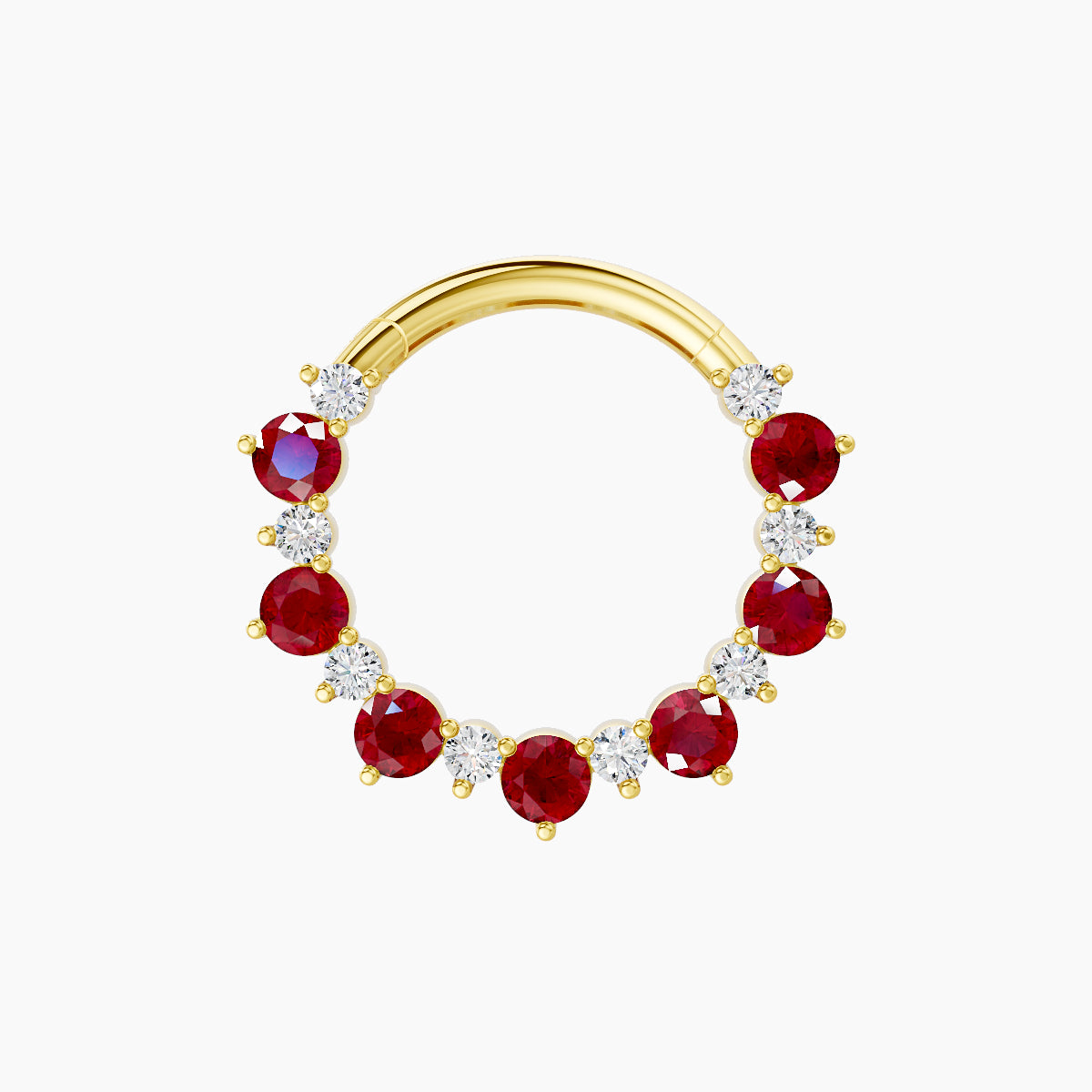 Daphne | 18k Yellow Gold 9.5 mm Ruby & Diamond Daith Piercing