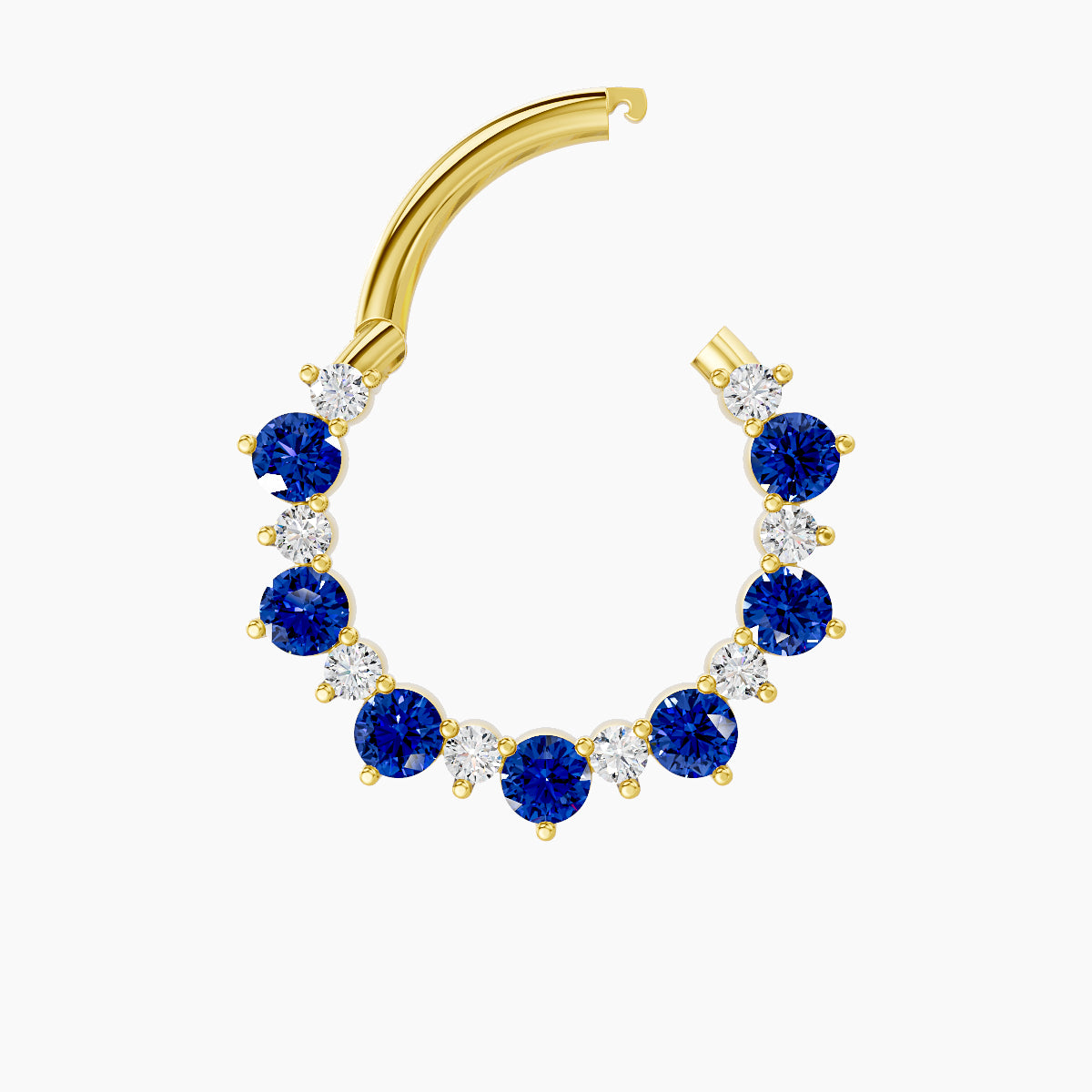 Daphne | 18k Yellow Gold 9.5 mm Sapphire & Diamond Daith Piercing