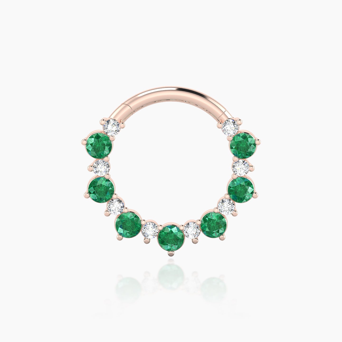 Daphne | 18k Rose Gold 9.5 mm Emerald & Diamond Daith Piercing