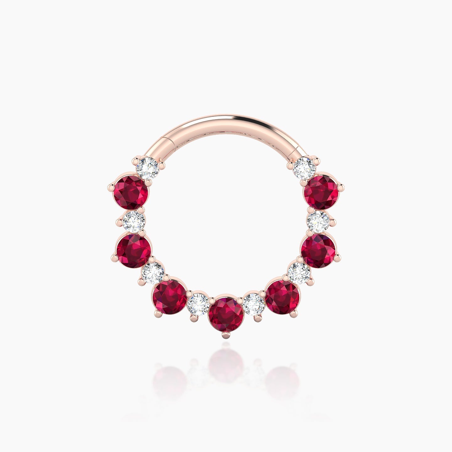 Daphne | 18k Rose Gold 9.5 mm Ruby & Diamond Daith Piercing