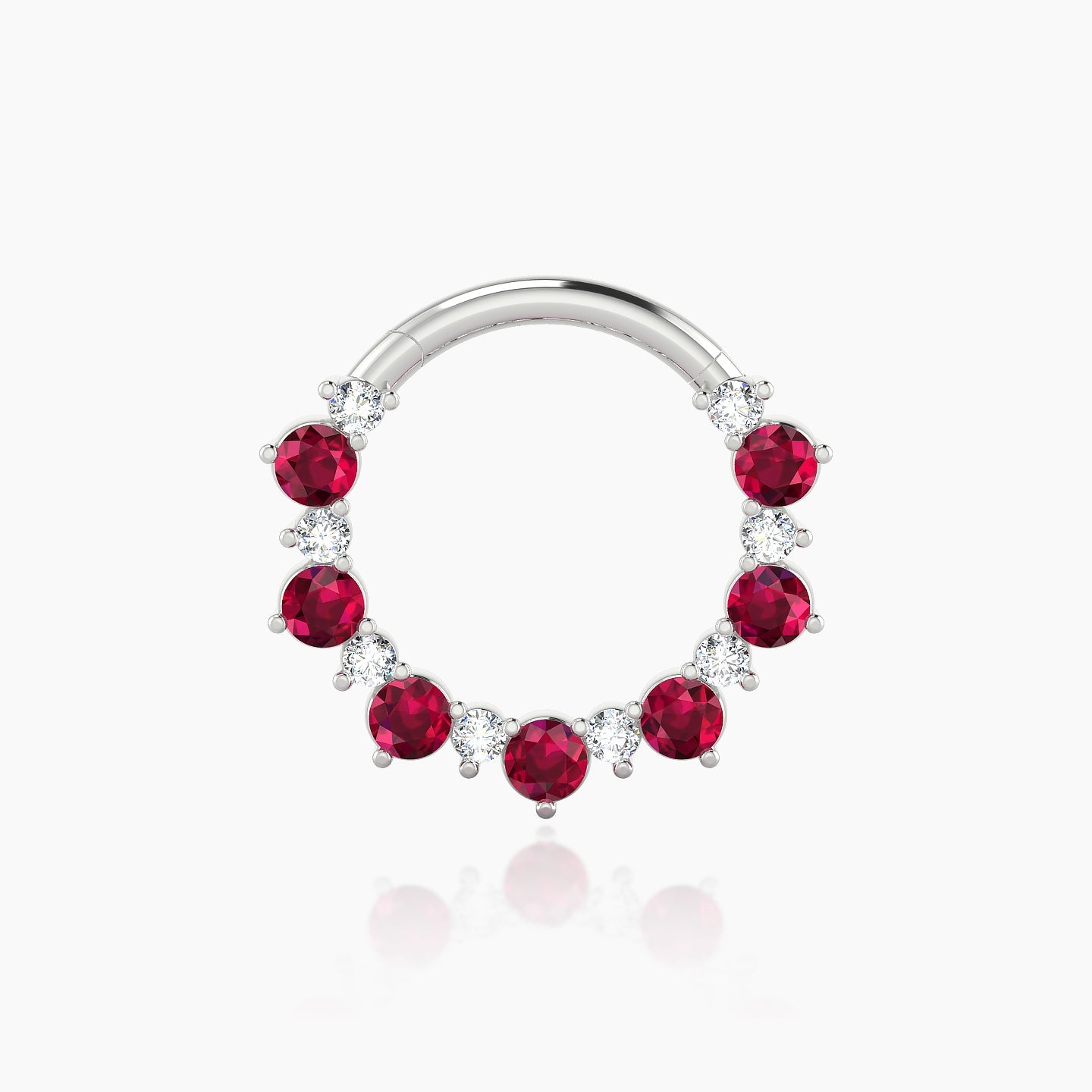 Daphne | 18k White Gold 9.5 mm Ruby & Diamond Daith Piercing