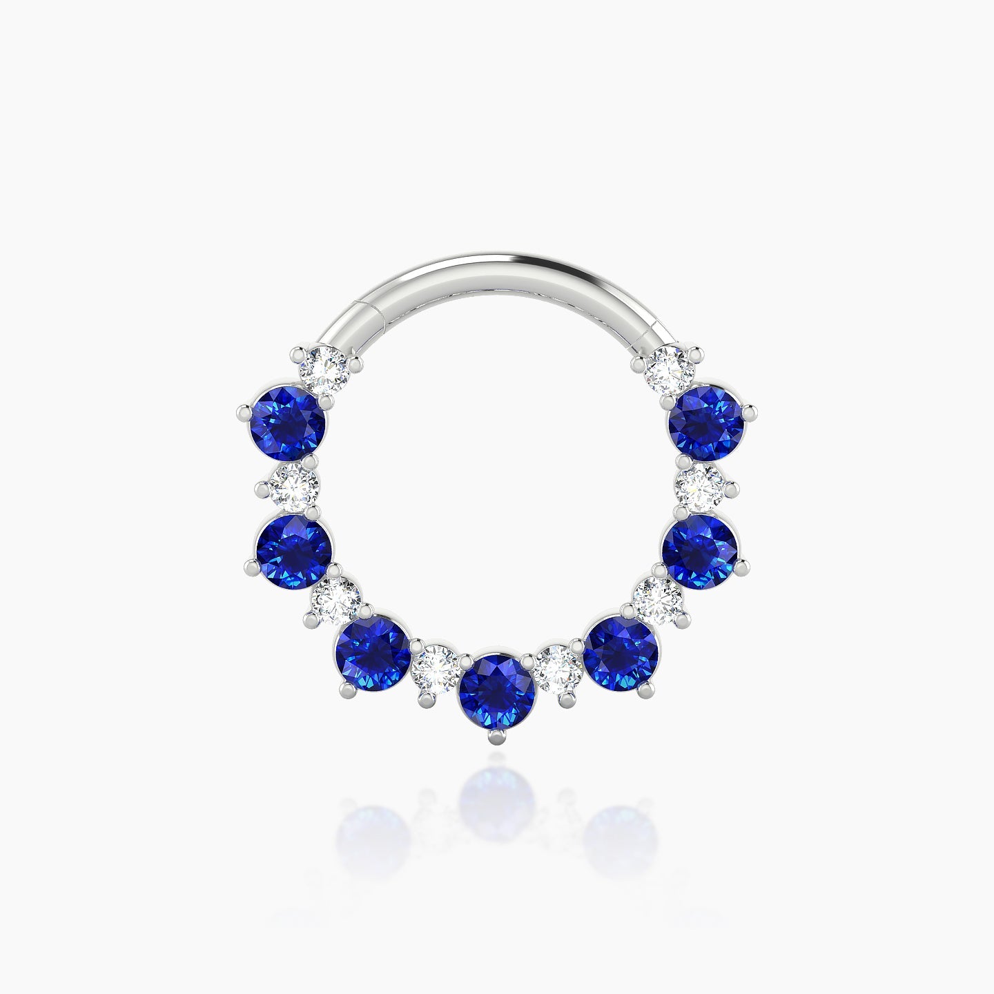 Daphne | 18k White Gold 9.5 mm Sapphire & Diamond Daith Piercing