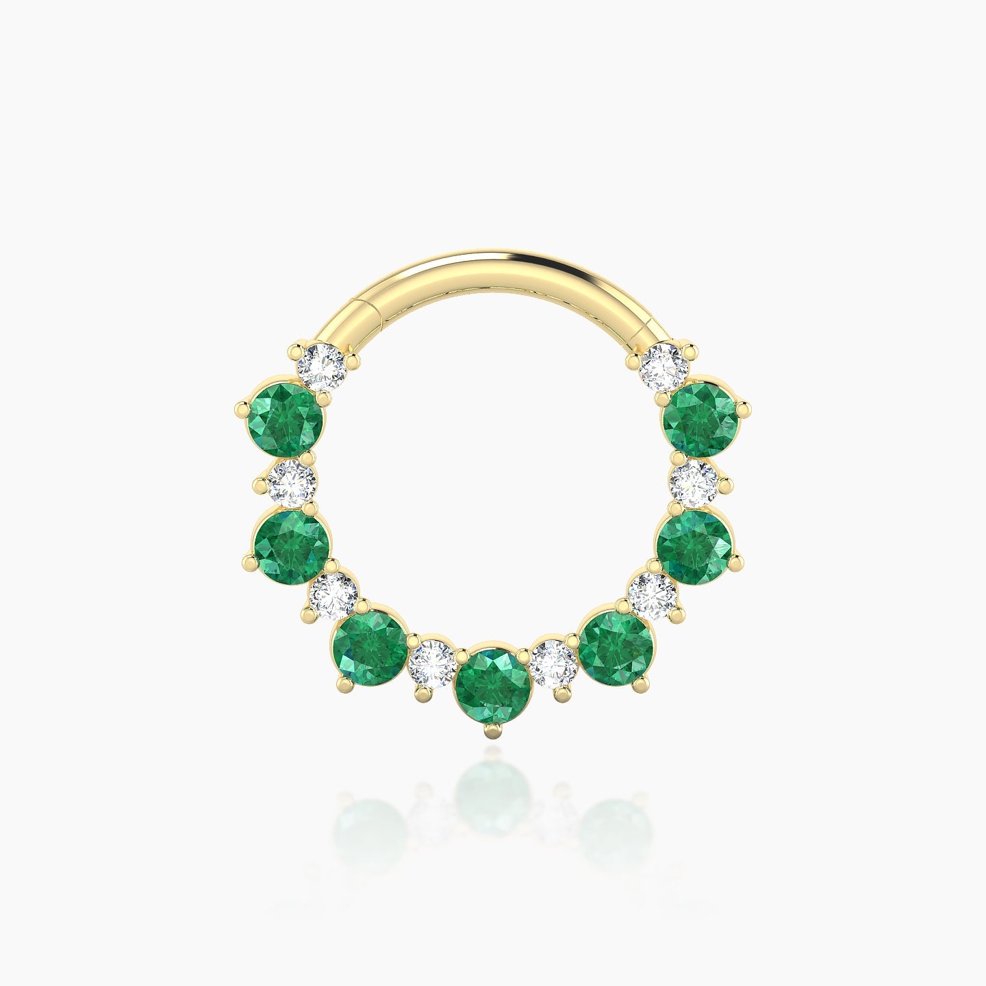 Daphne | 18k Yellow Gold 9.5 mm Emerald & Diamond Daith Piercing