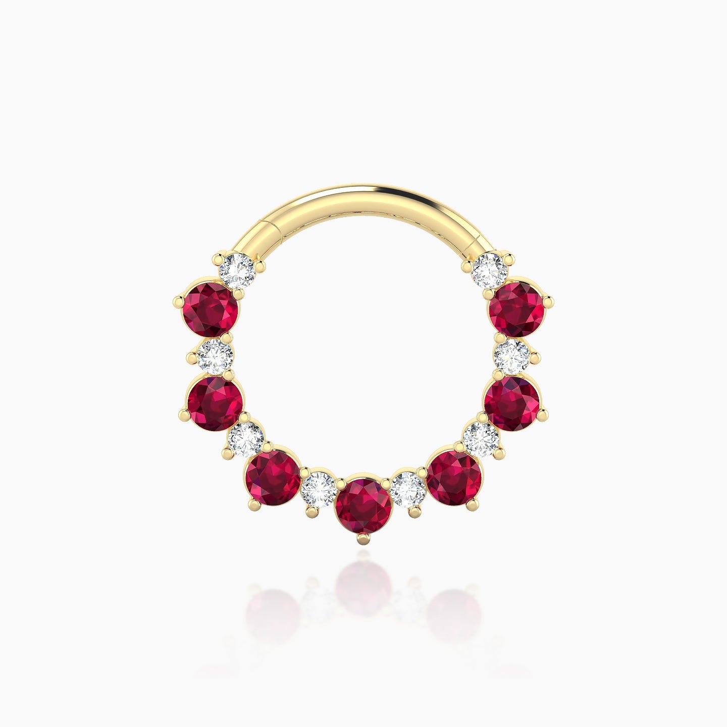 Daphne | 18k Yellow Gold 9.5 mm Ruby & Diamond Daith Piercing