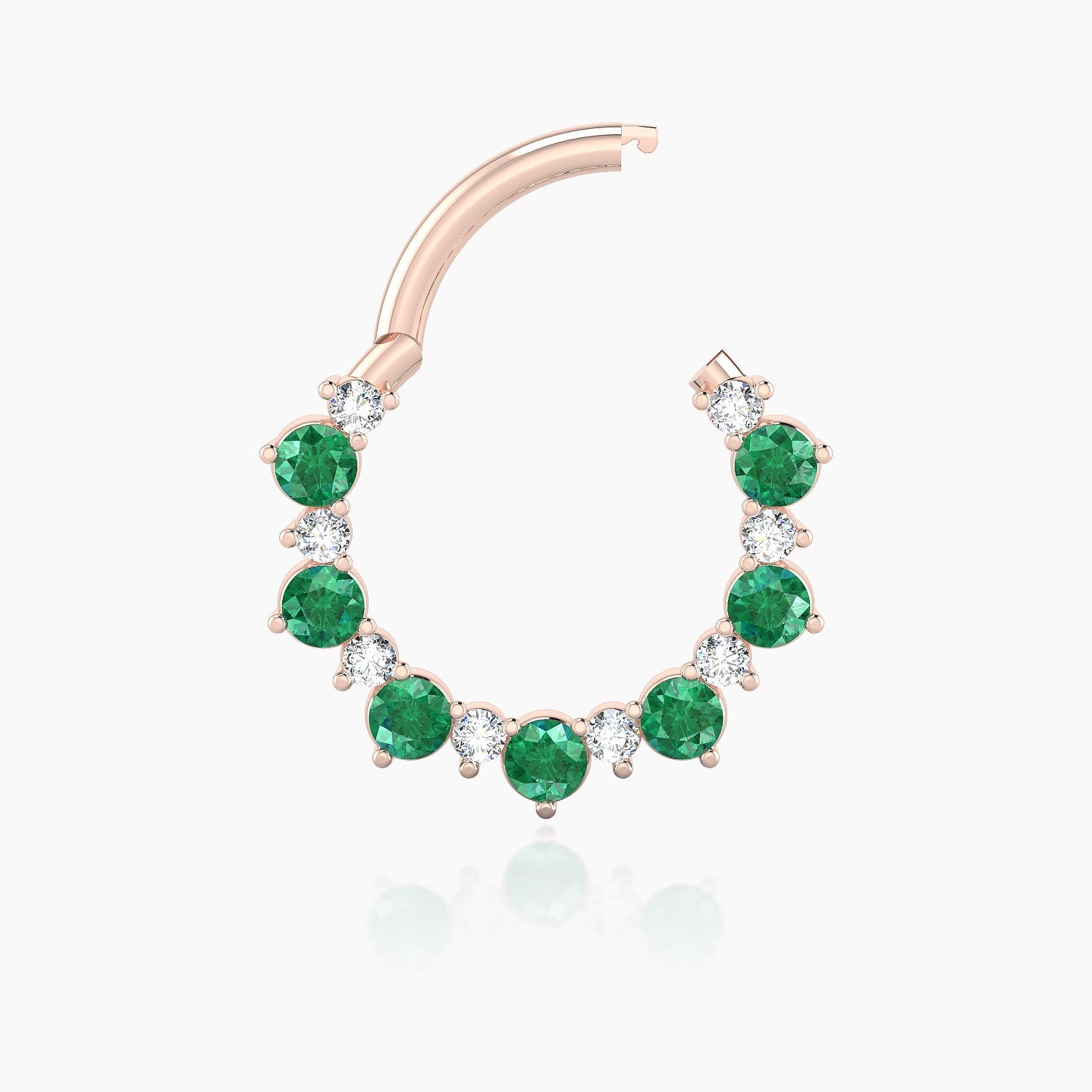 Daphne | 18k Rose Gold 9.5 mm Emerald & Diamond Daith Piercing