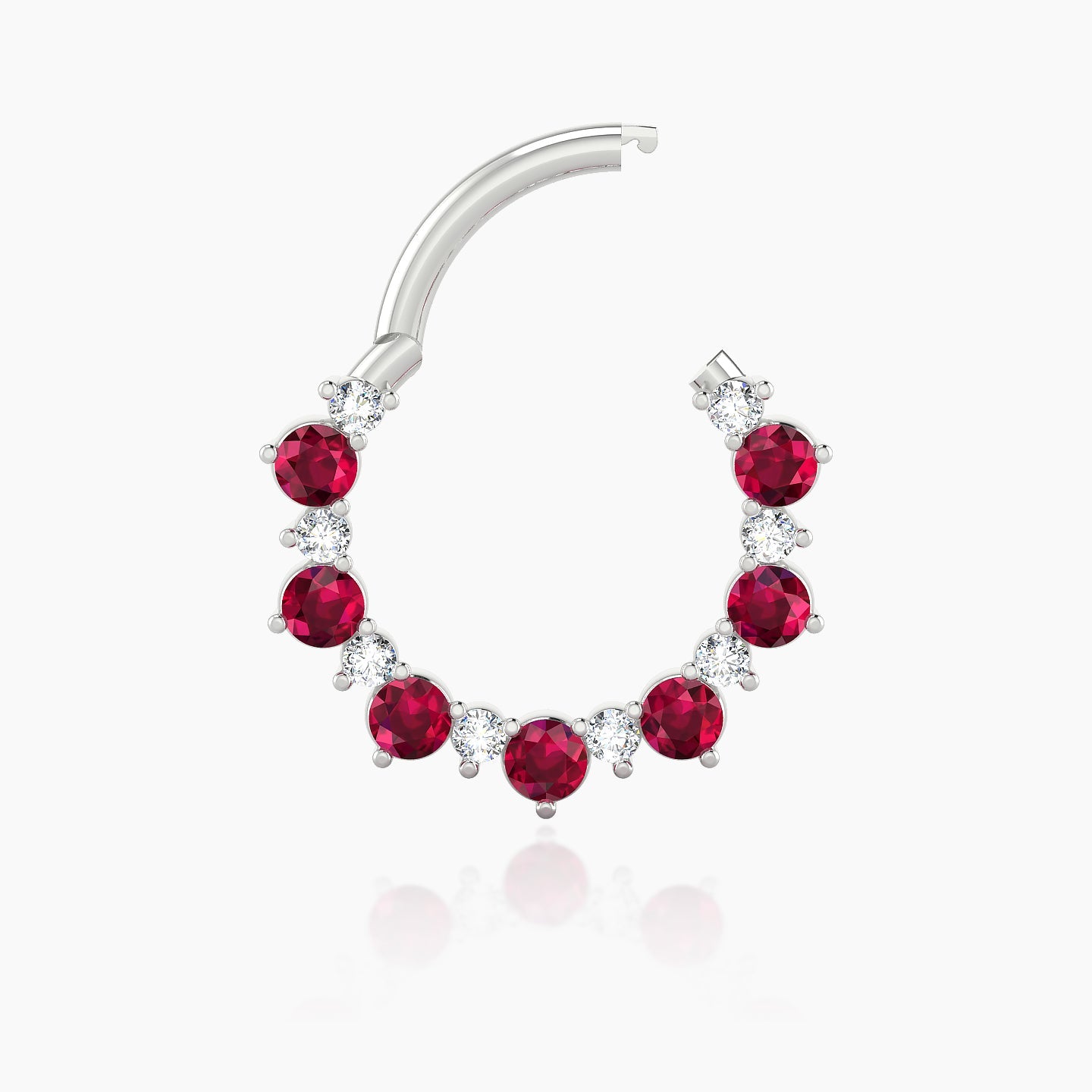 Daphne | 18k White Gold 9.5 mm Ruby & Diamond Daith Piercing